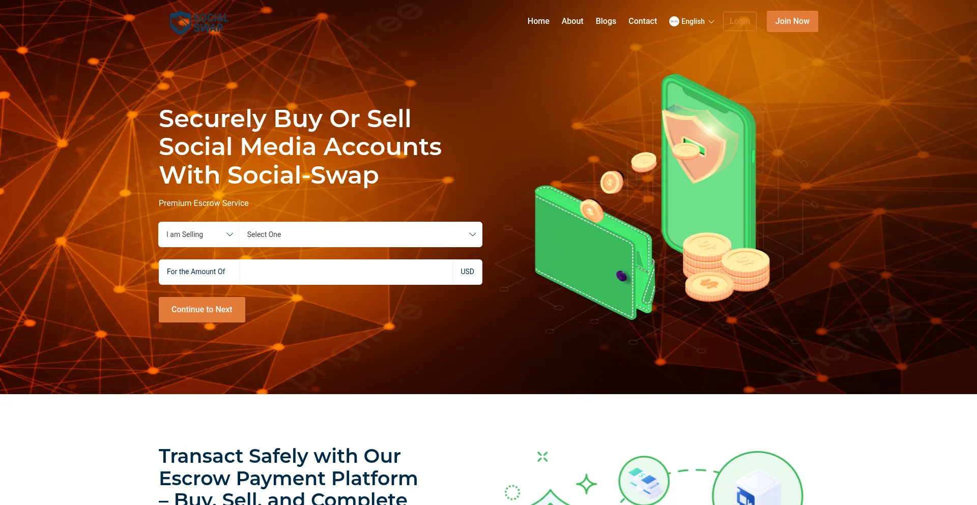 Website screenshot of Social-swap.com