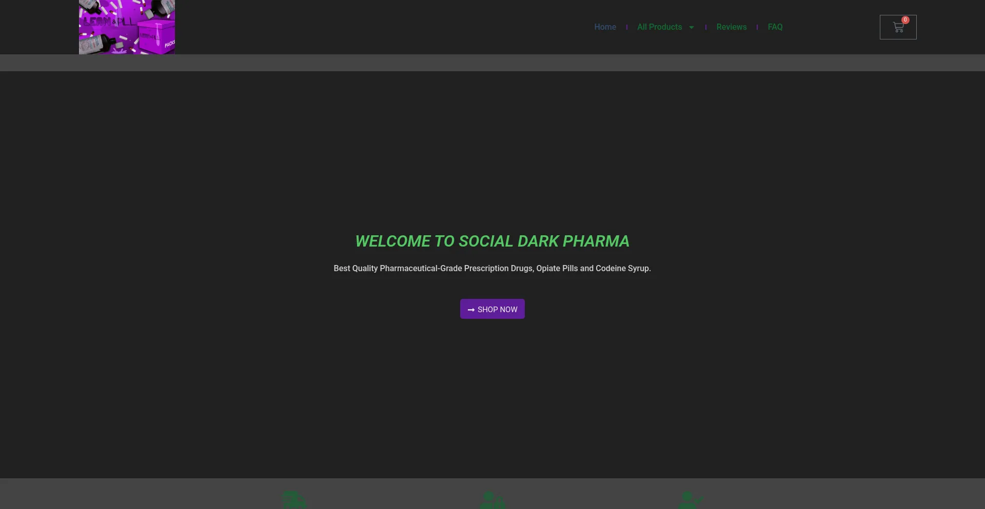 Website screenshot of Socialdarkpharma.com