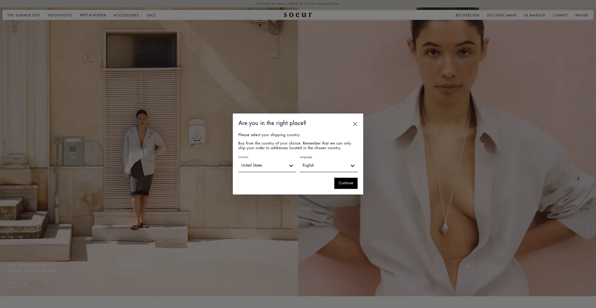 Website screenshot of Soeur.fr