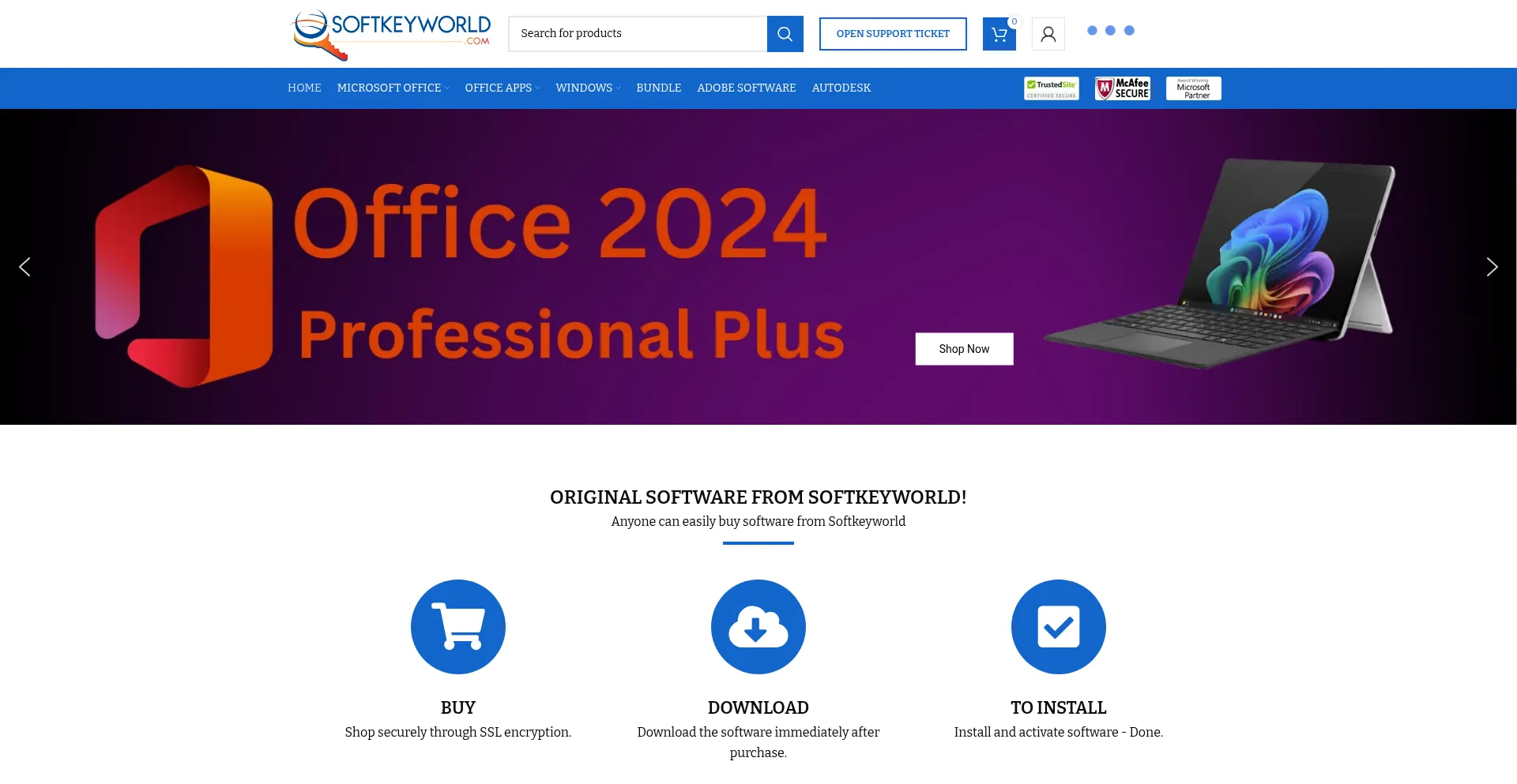 Website screenshot of Softkeyworld.com