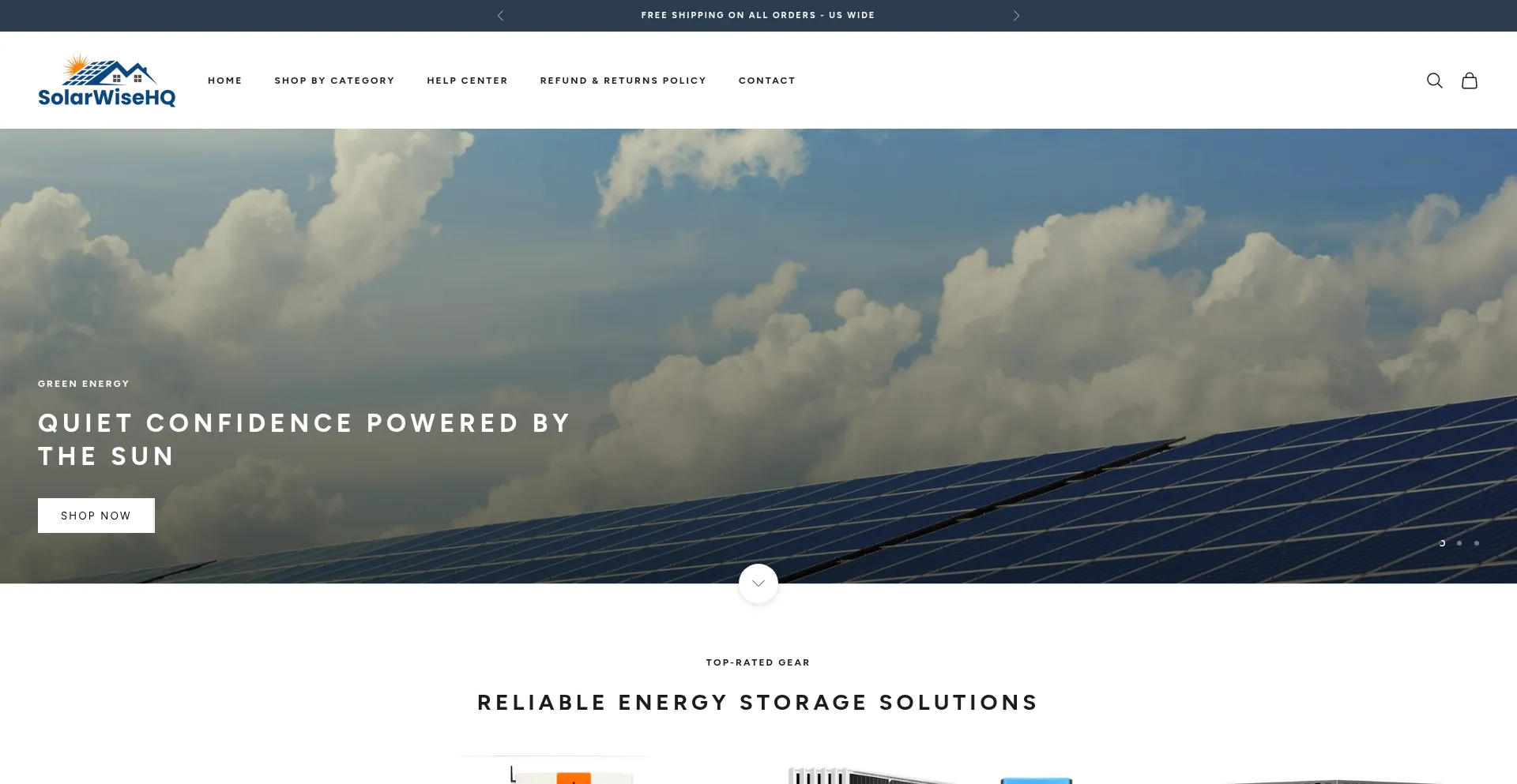 Website screenshot of Solarwisehq.com