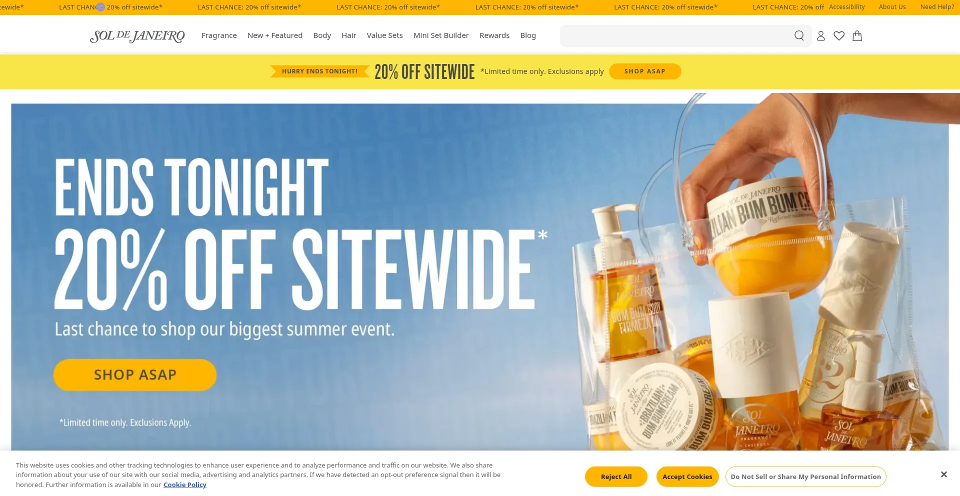 Website screenshot of Soldejaneiro.com