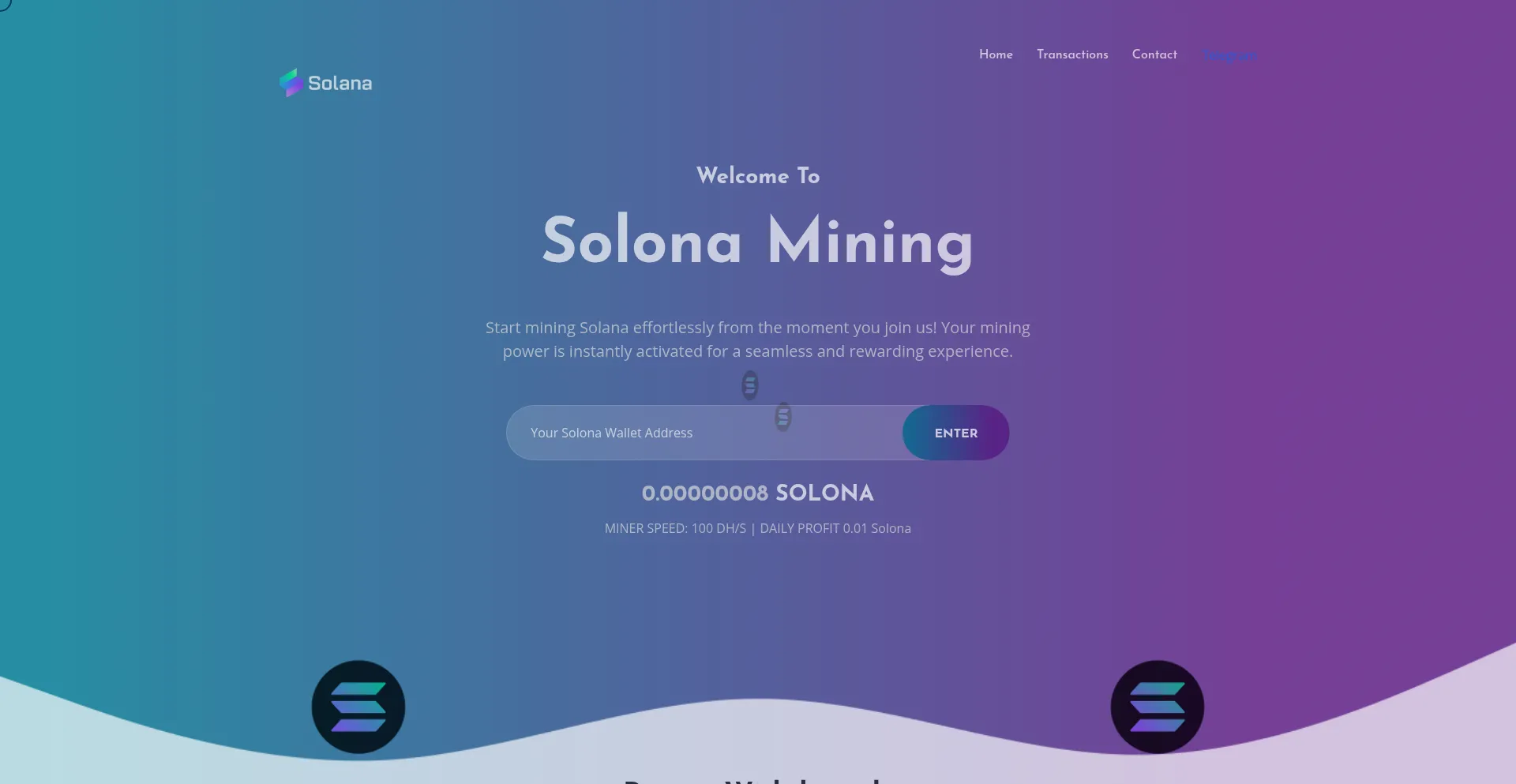 Website screenshot of Solona-mining.com
