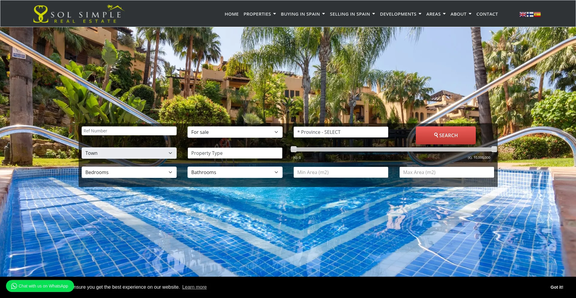 Website screenshot of Solsimpleproperties.com