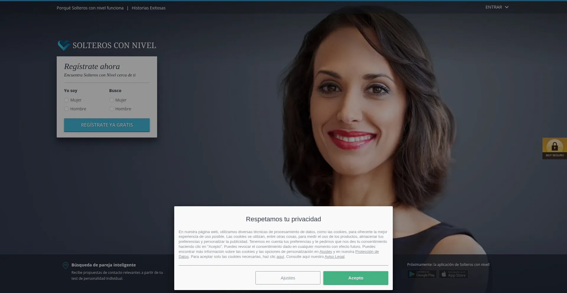 Website screenshot of Solterosconnivel.es