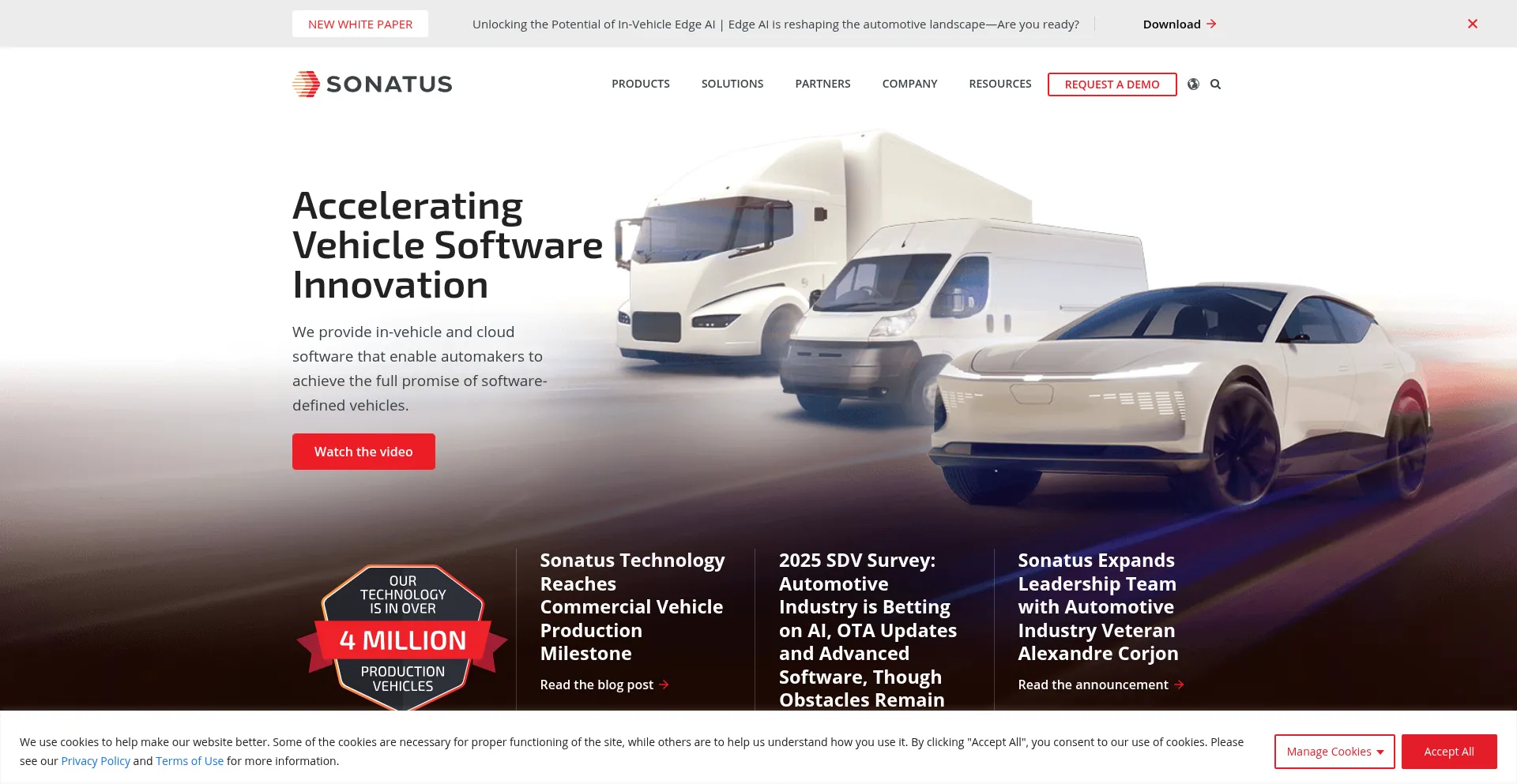 Website screenshot of Sonatus.com
