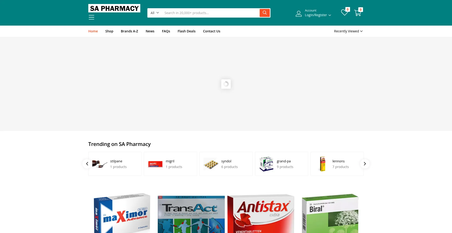 Website screenshot of Southafricanpharmacy.com