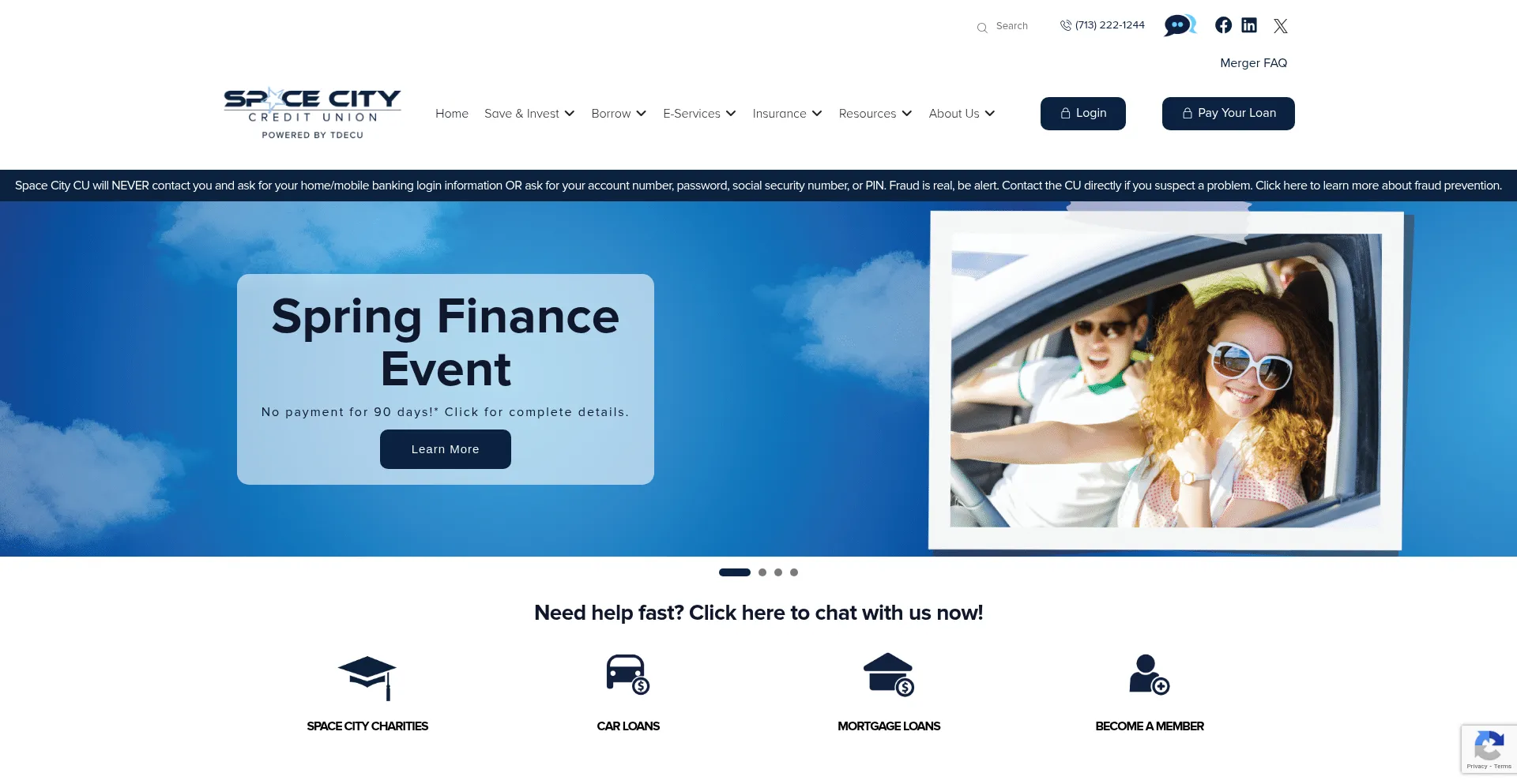 Website screenshot of Spacecitycu.com