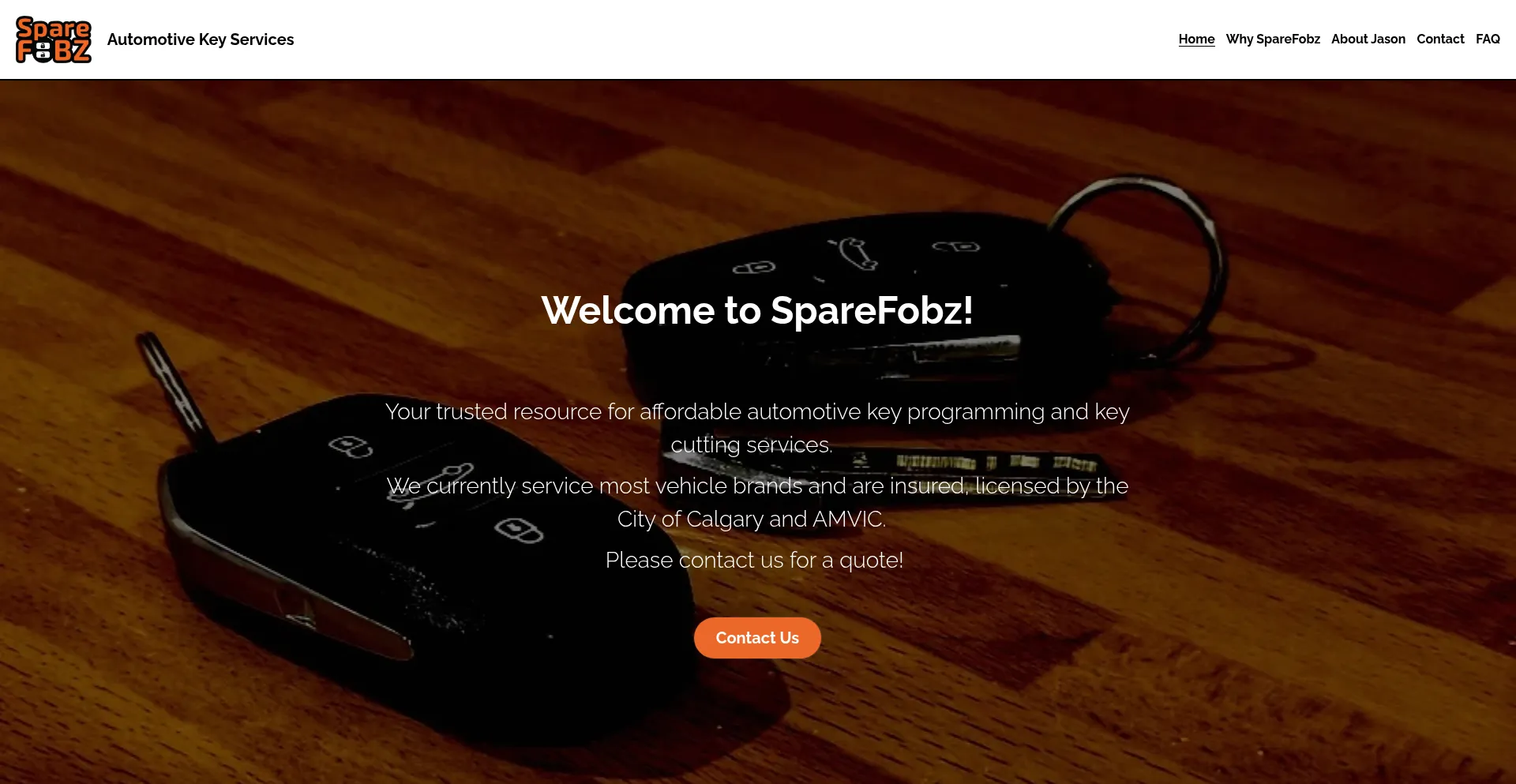 Website screenshot of Sparefobz.ca