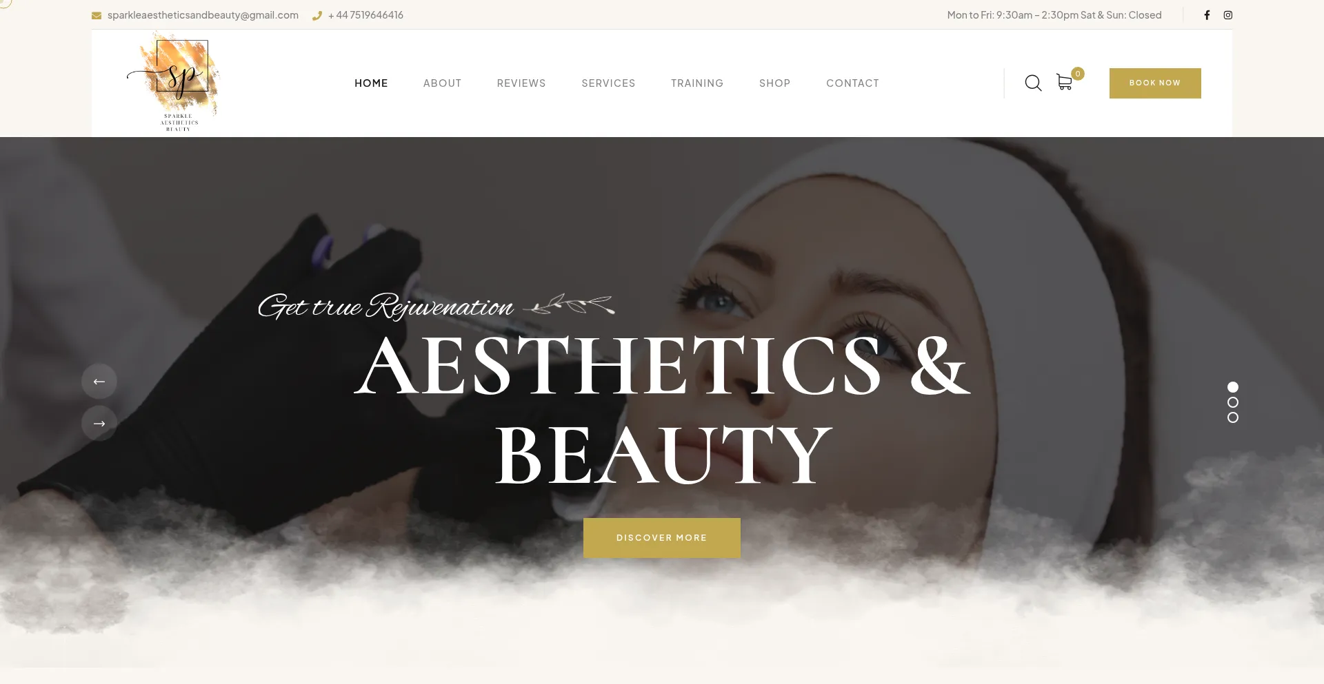 Website screenshot of Sparkleaestheticsandbeauty.co.uk