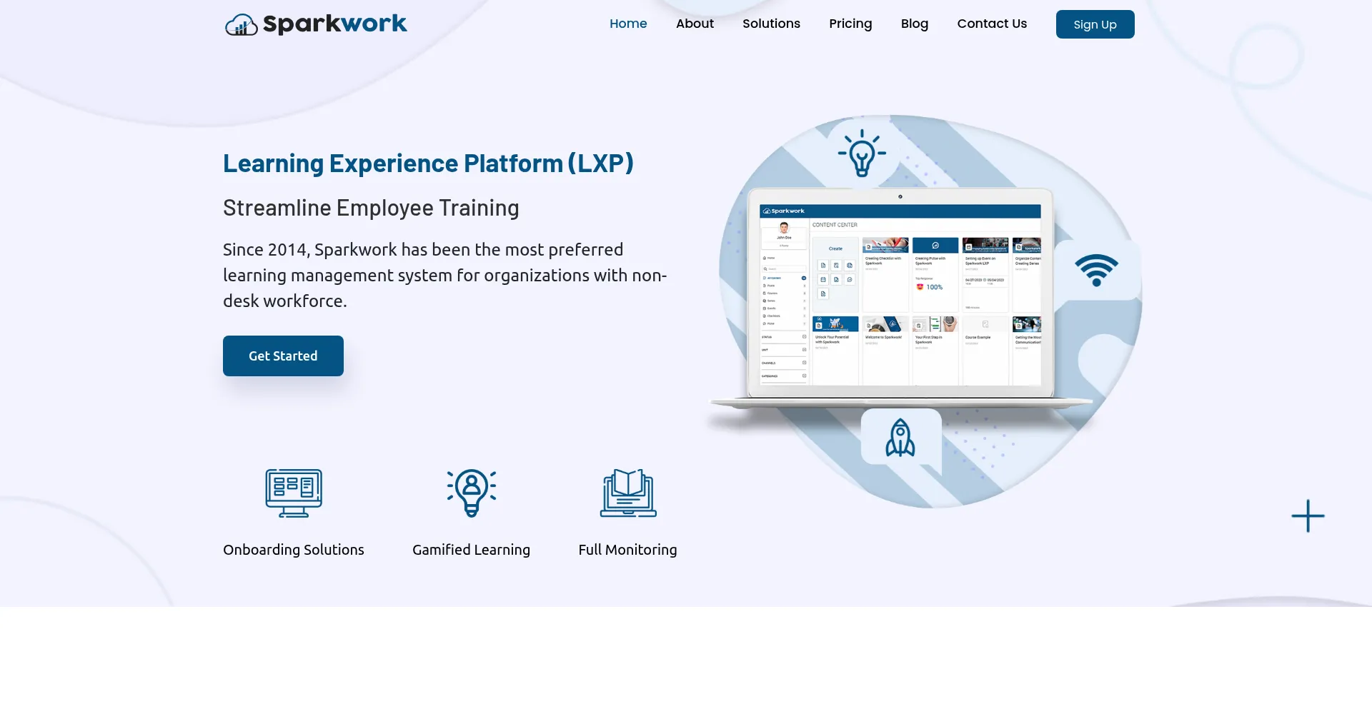Website screenshot of Sparkwork.io