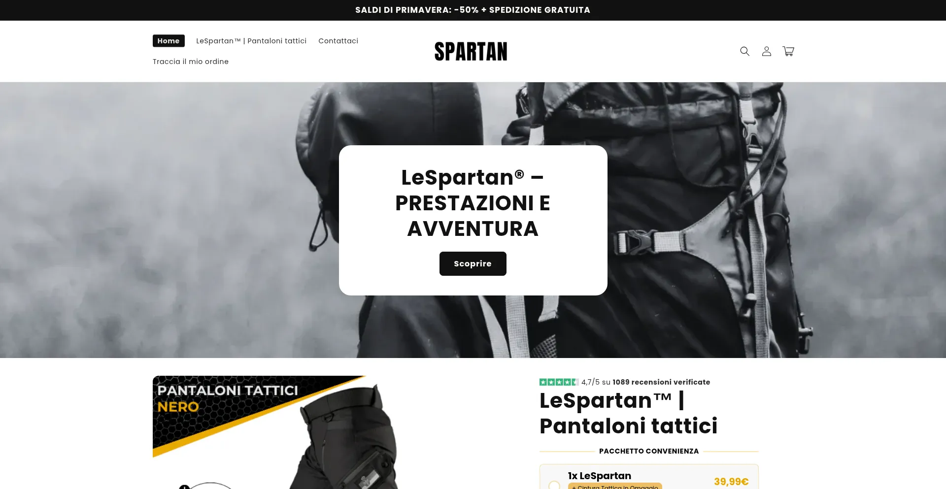 Website screenshot of Spartan-italia.com