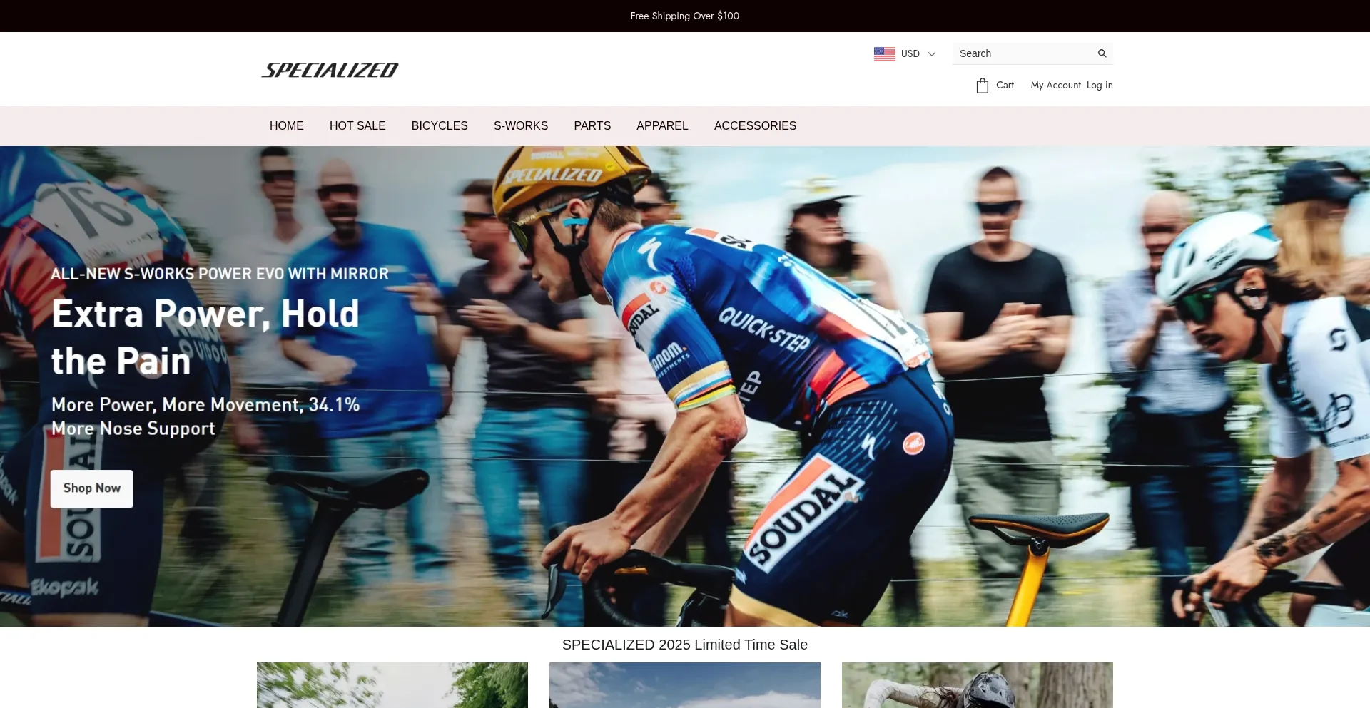 Website screenshot of Specializedwarehouse.shop