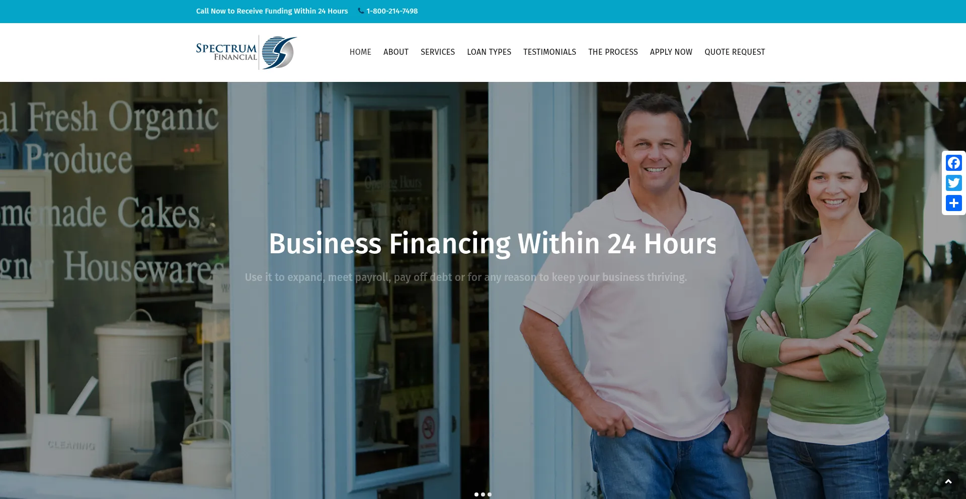 Website screenshot of Spectrumbusinessfinance.com