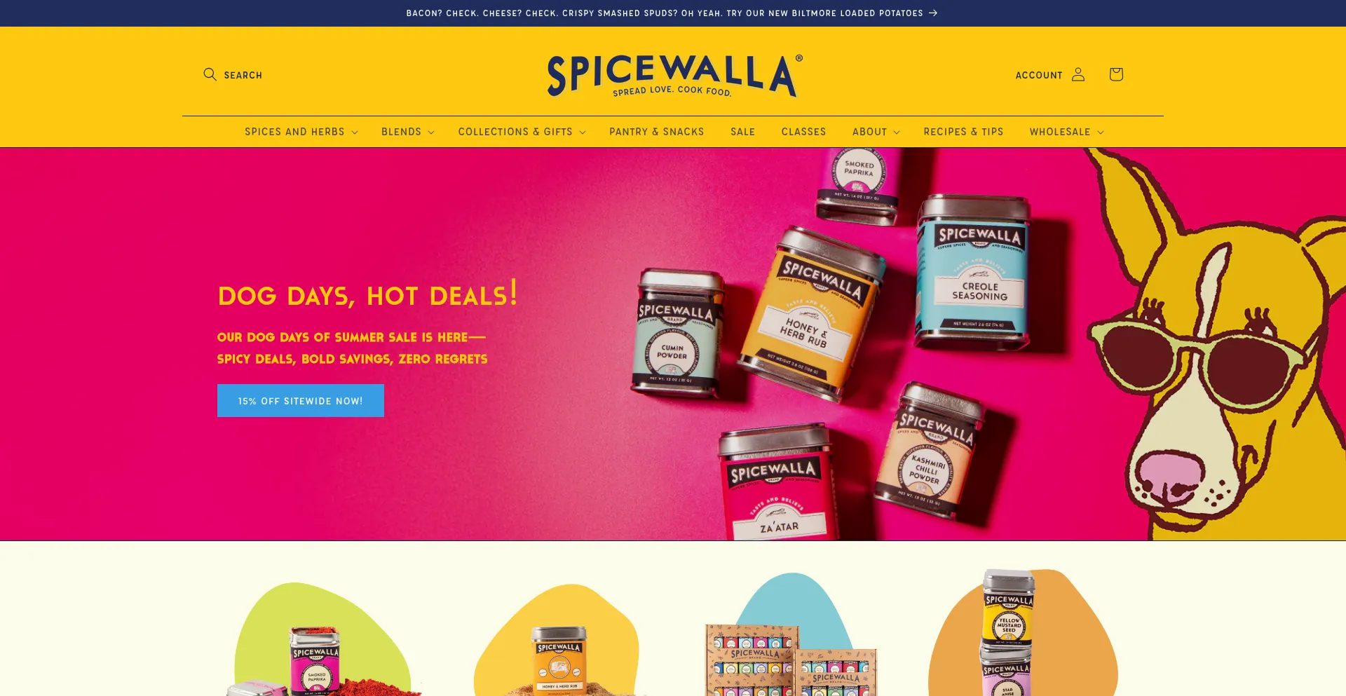 Website screenshot of Spicewallabrand.com