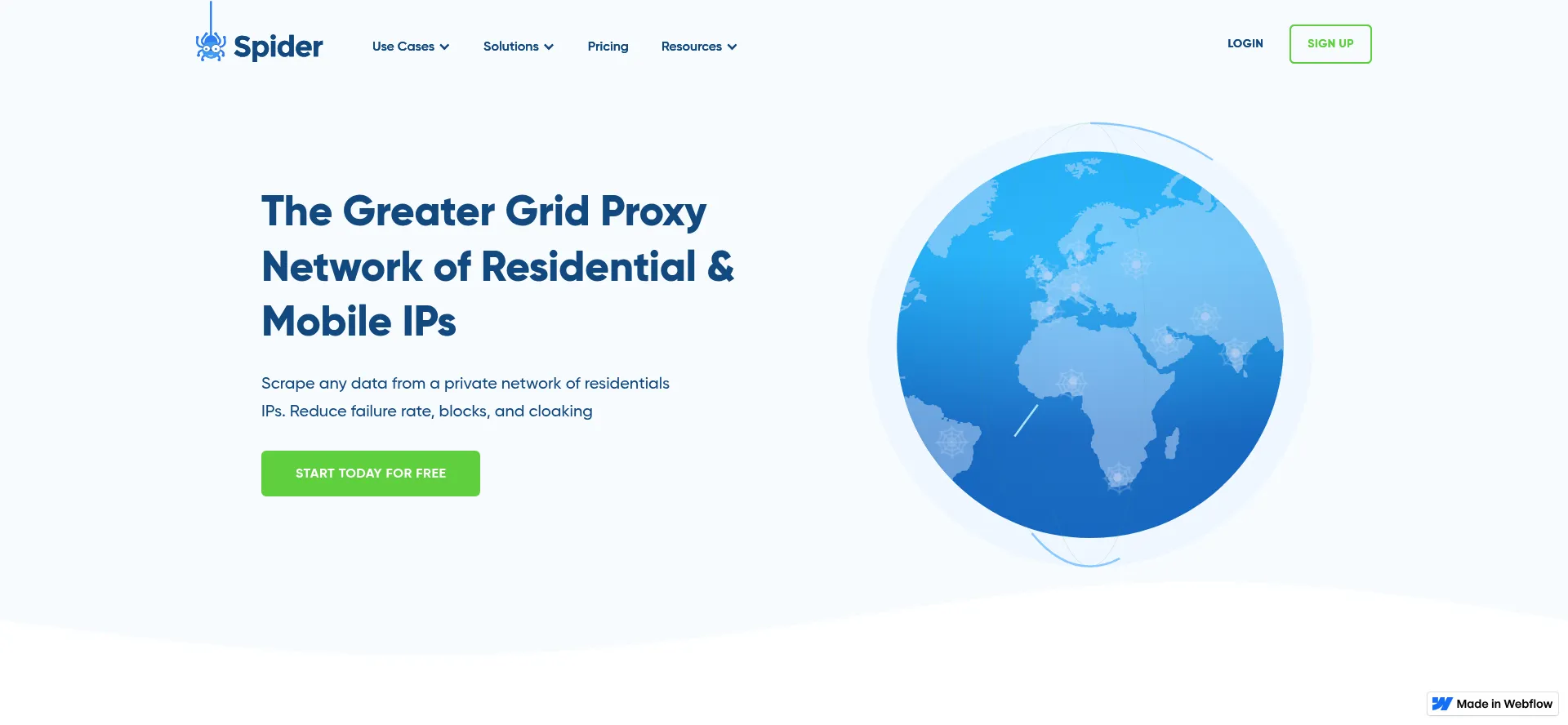 Website screenshot of Spider.com