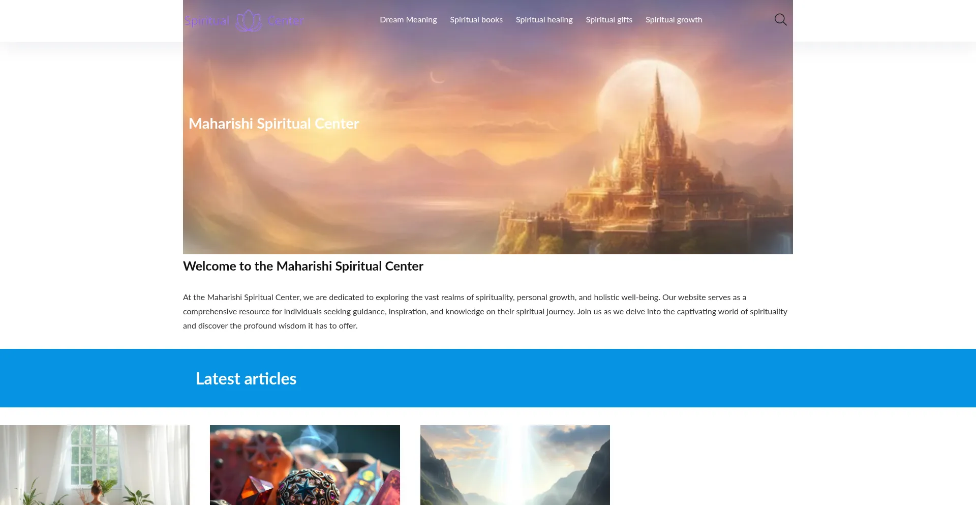 Website screenshot of Spiritual-center.com