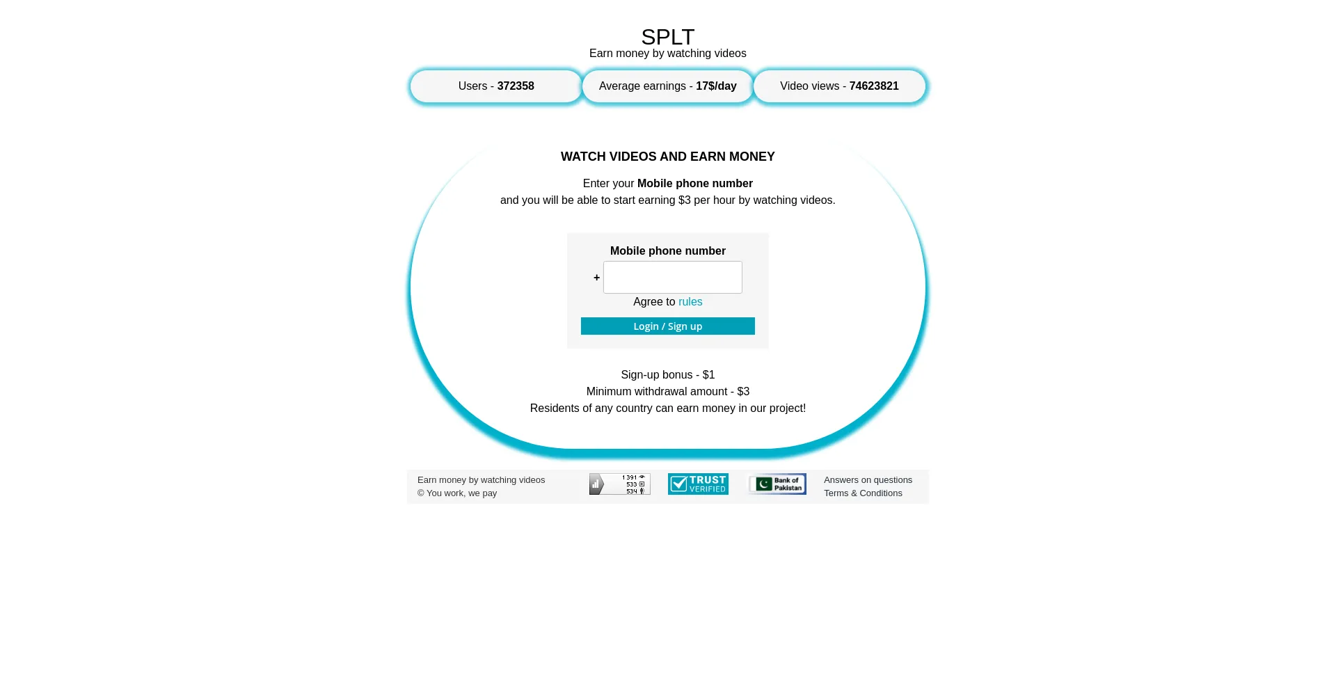 Website screenshot of Splt.pw