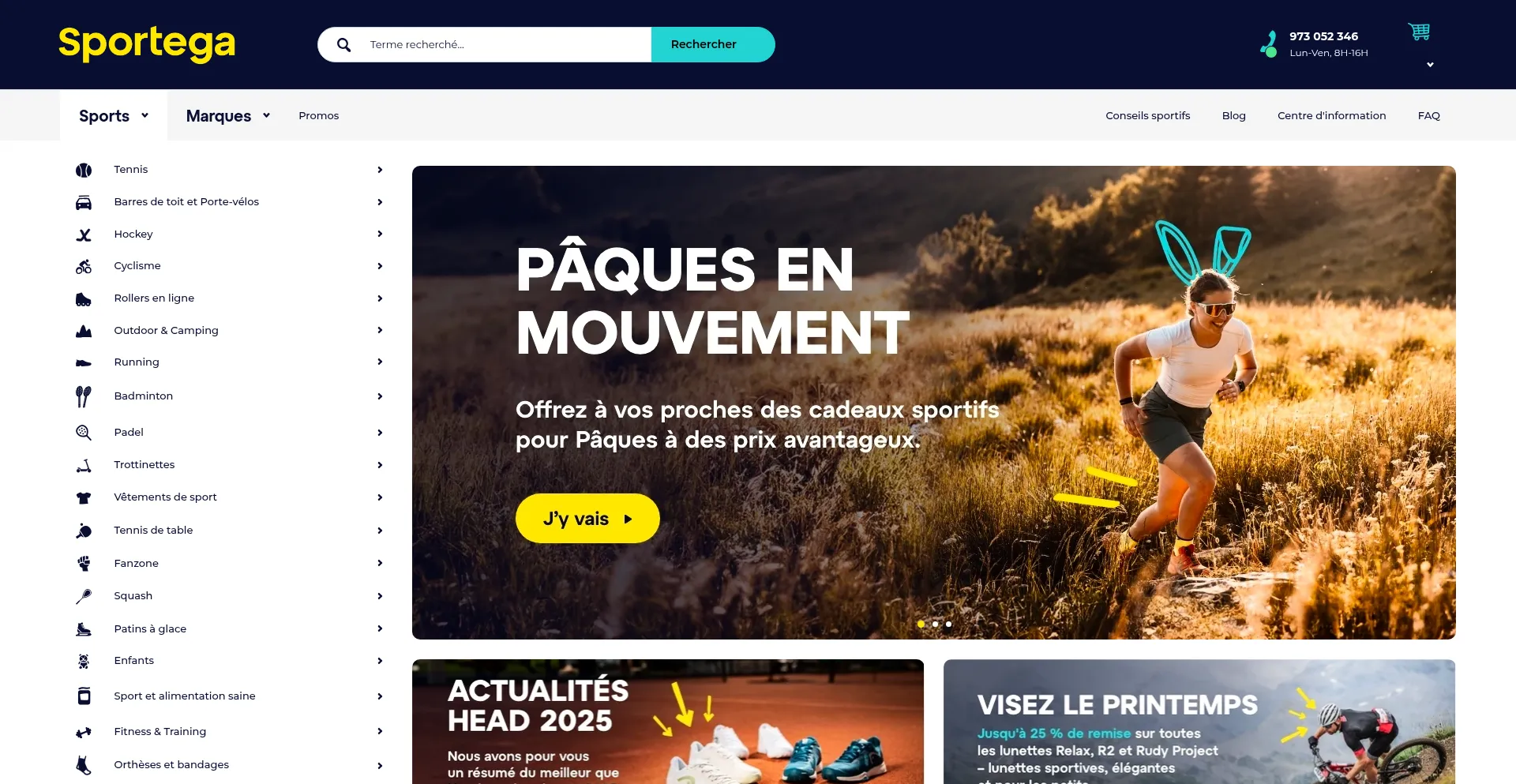 Website screenshot of Sportega.fr