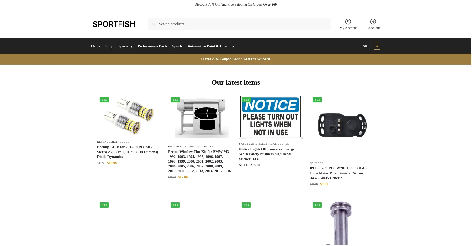 Website screenshot of Sportfish.shop