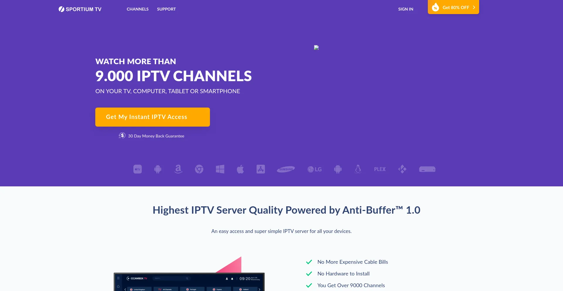 Website screenshot of Sportiumtvpro.com