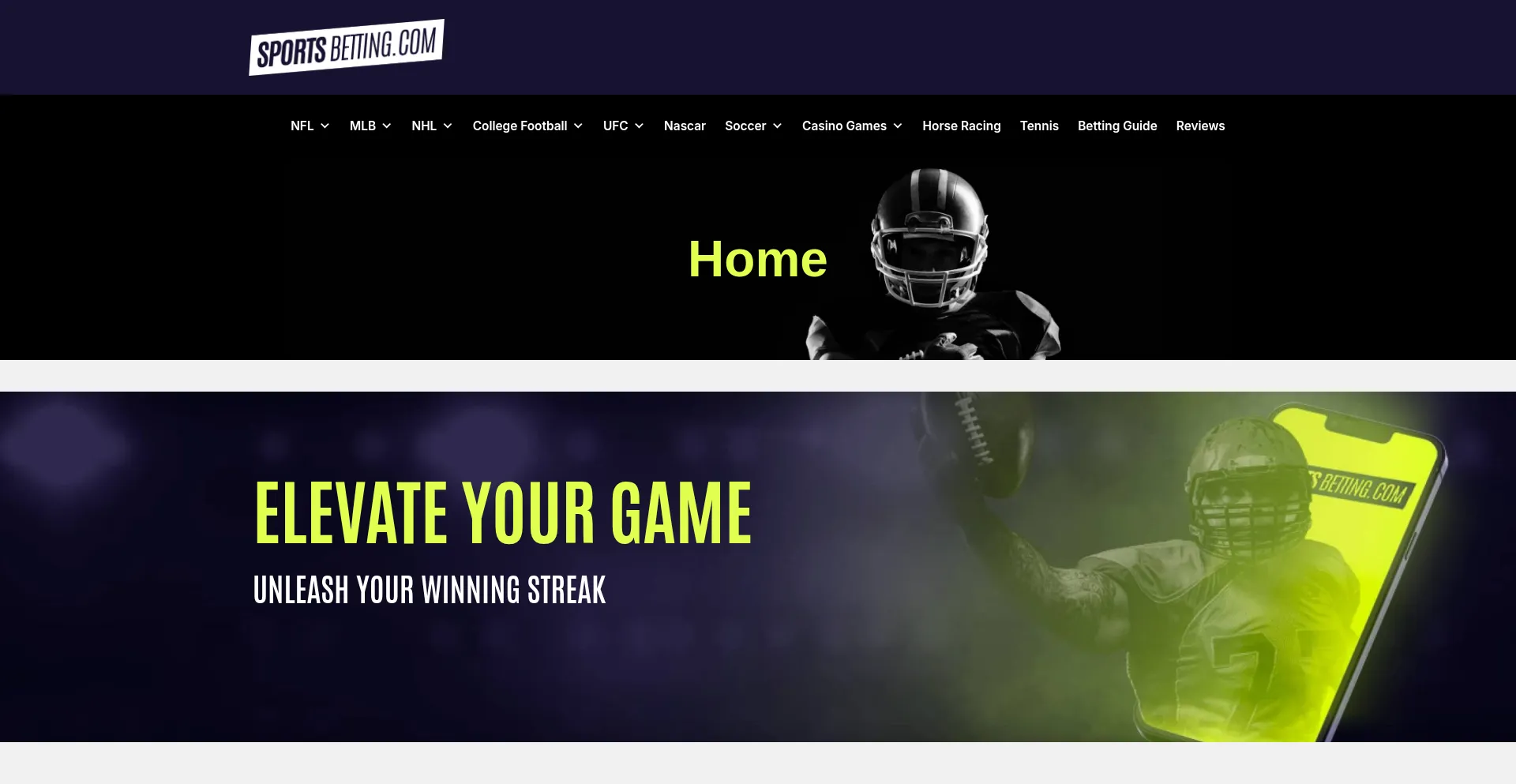 Website screenshot of Sportsbetting.com