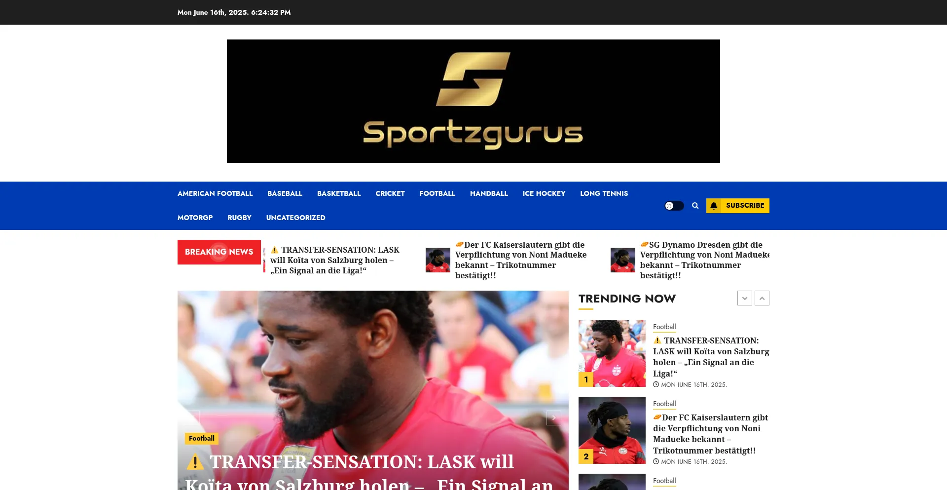 Website screenshot of Sportzgurus.com