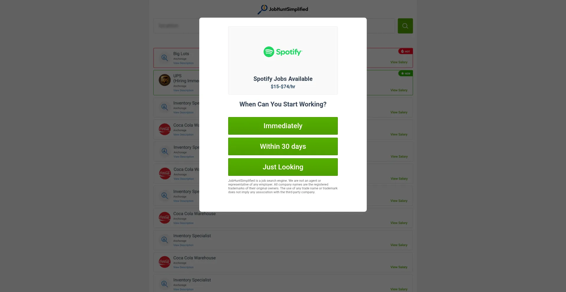 Website screenshot of Spotijobs.site