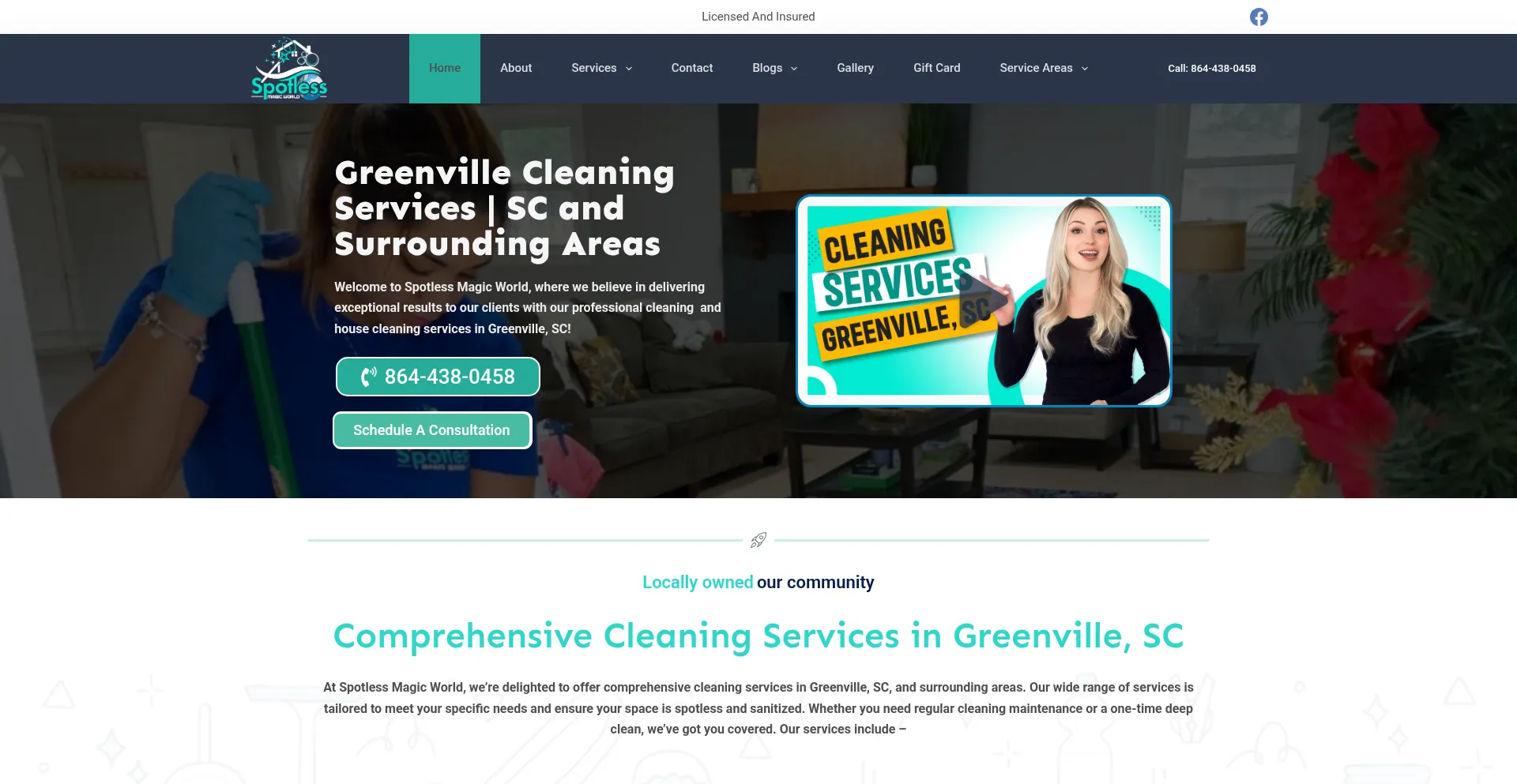 Website screenshot of Spotlessmagicworld.com