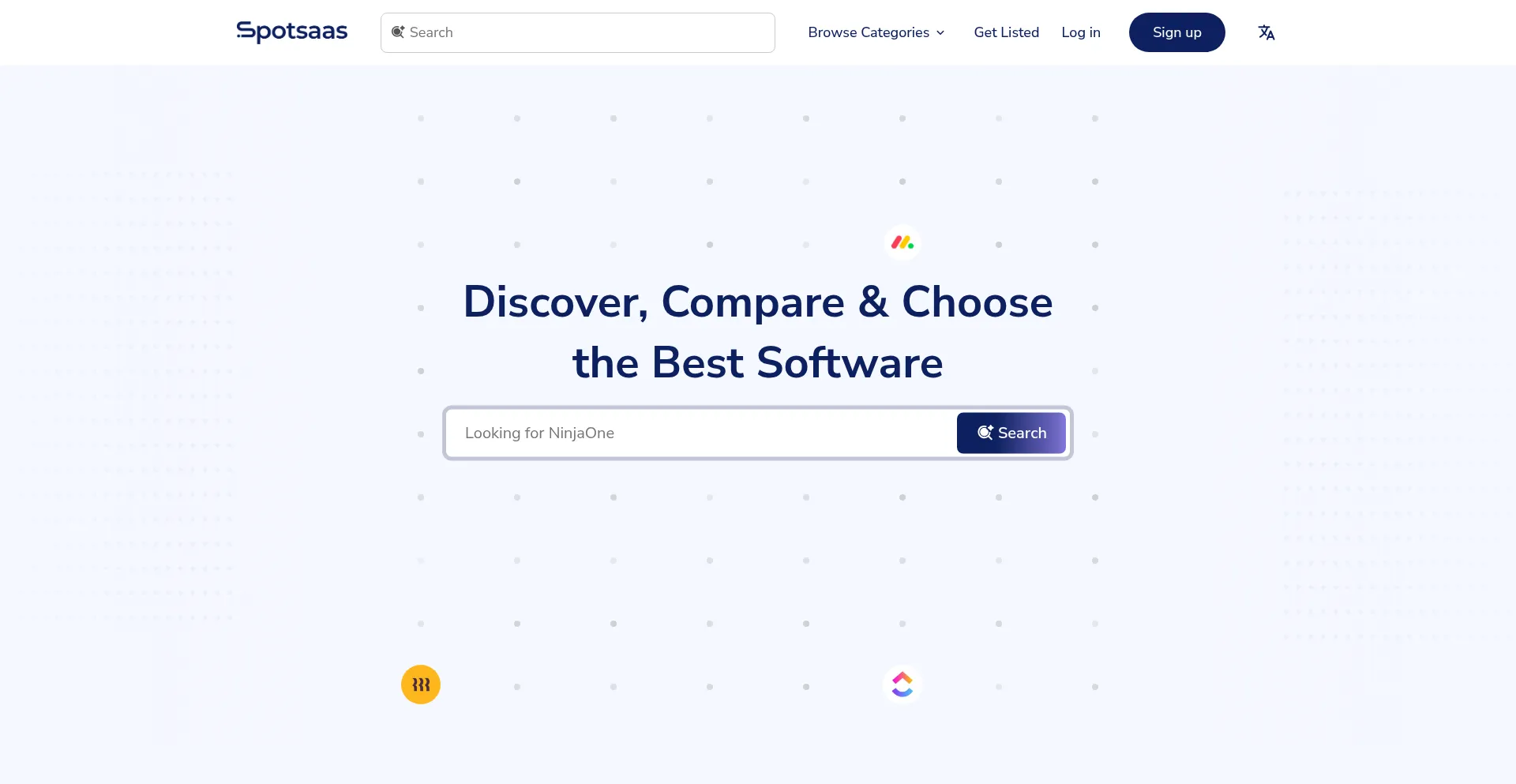 Website screenshot of Spotsaas.com