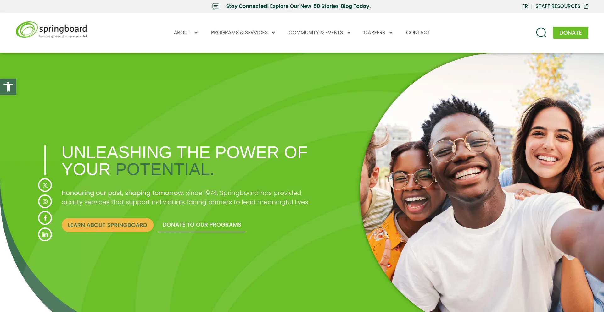 Website screenshot of Springboardservices.ca