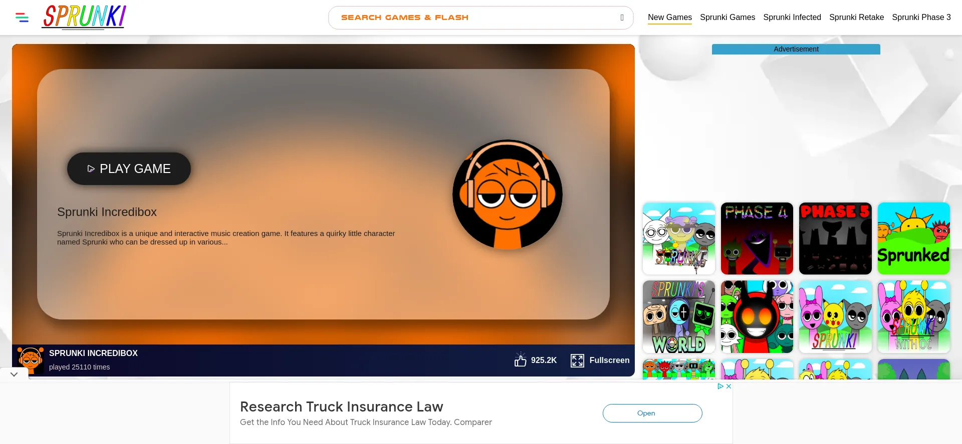 Website screenshot of Sprunki.org