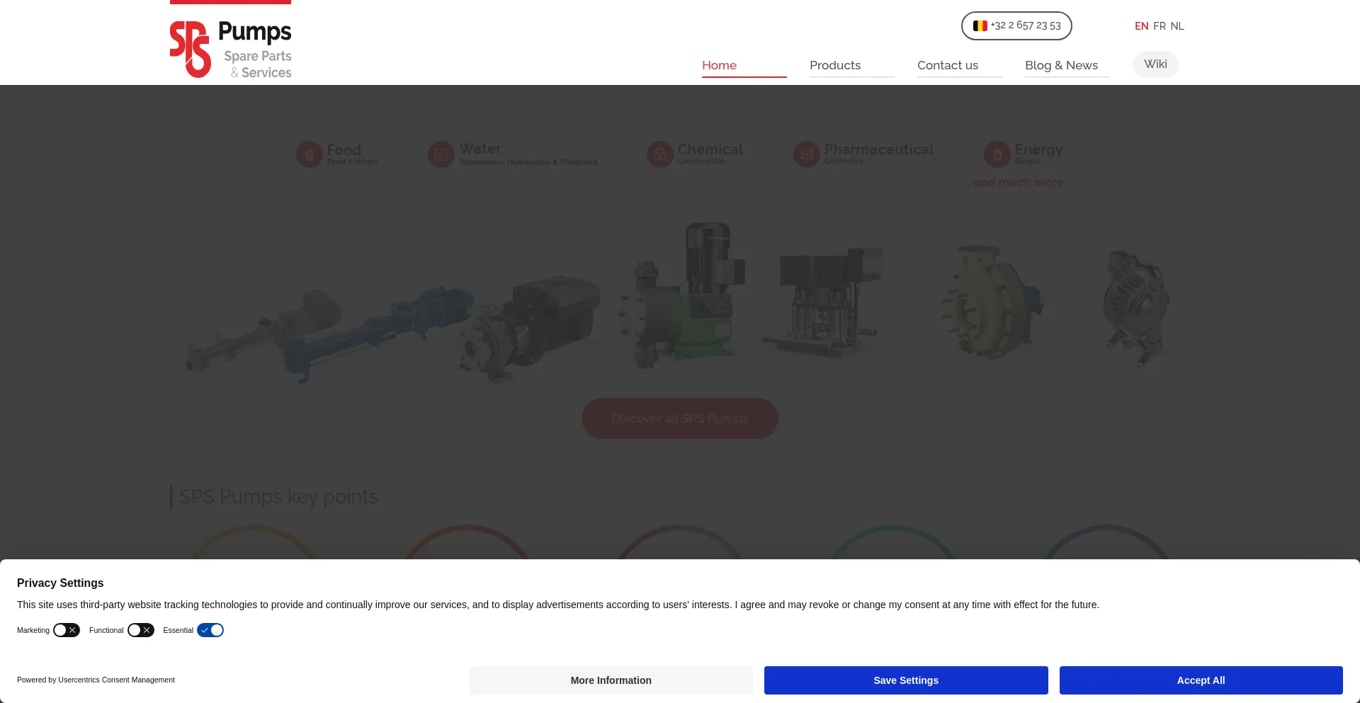 Website screenshot of Sps-pumps.com