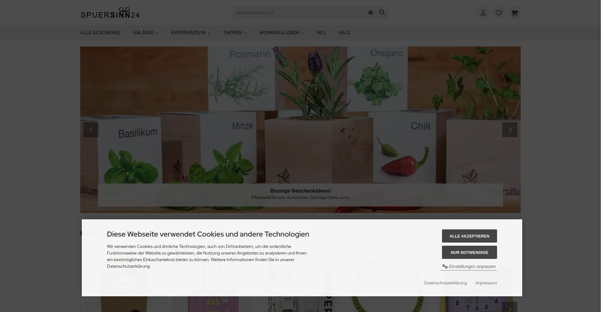 Website screenshot of Spuersinn24.de