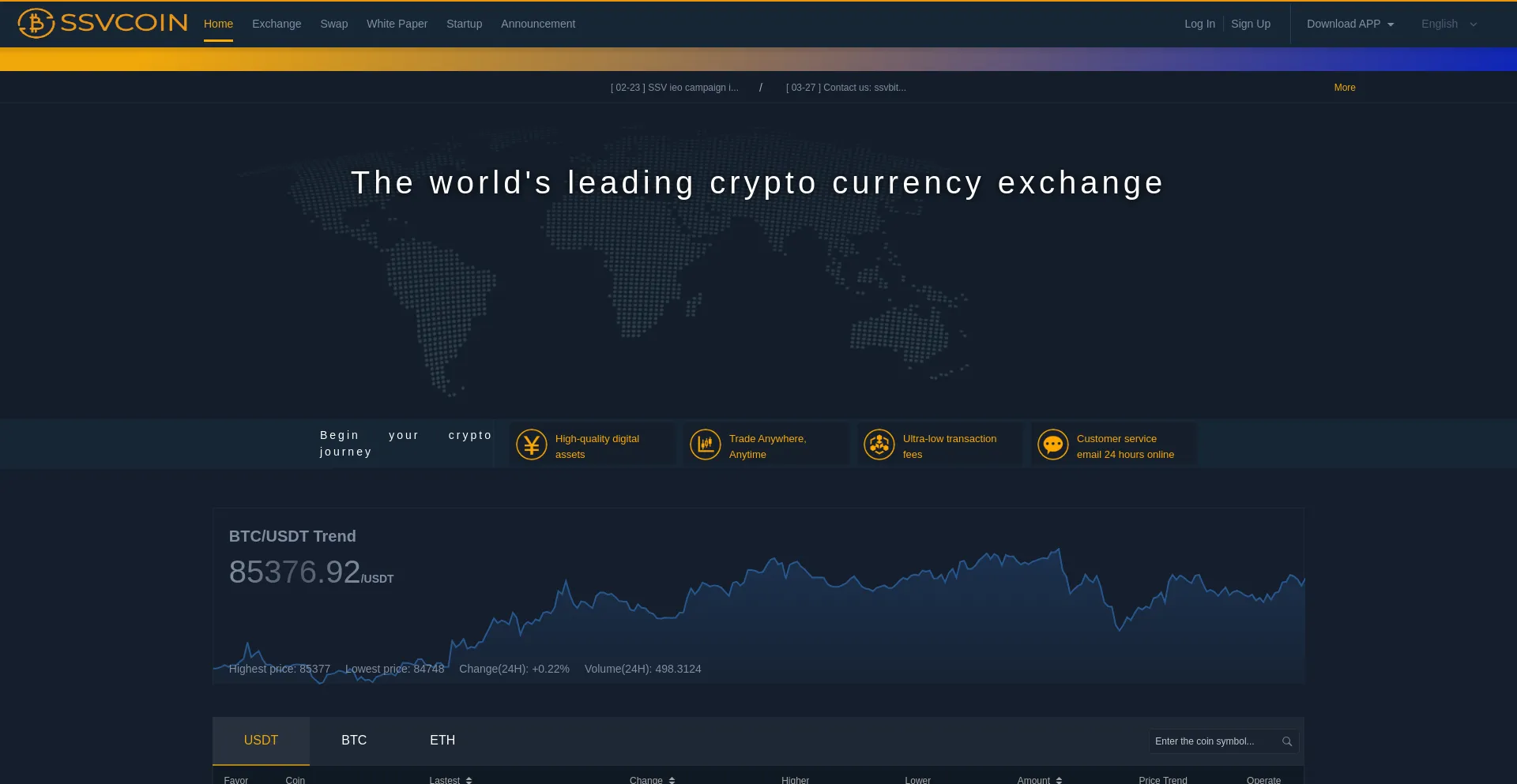 Website screenshot of Ssvbit.com