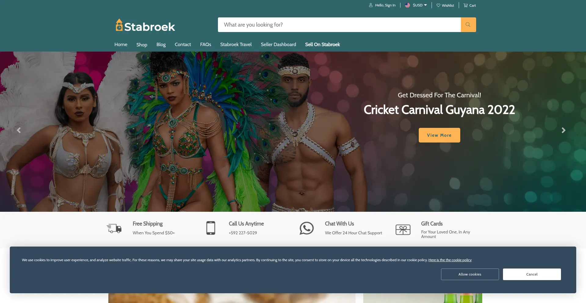 Website screenshot of Stabroek.gy