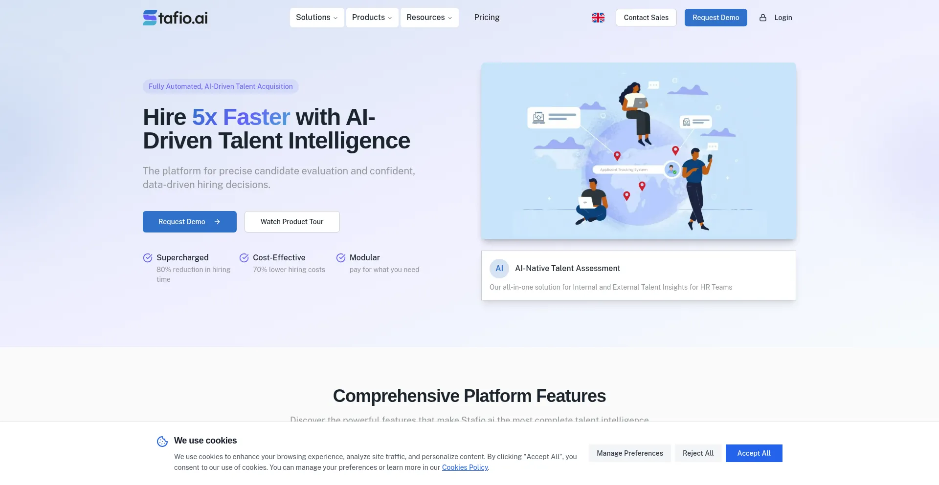 Website screenshot of Stafio.ai