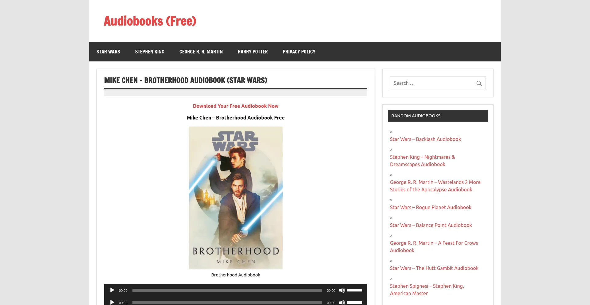 Website screenshot of Staraudiobook.net