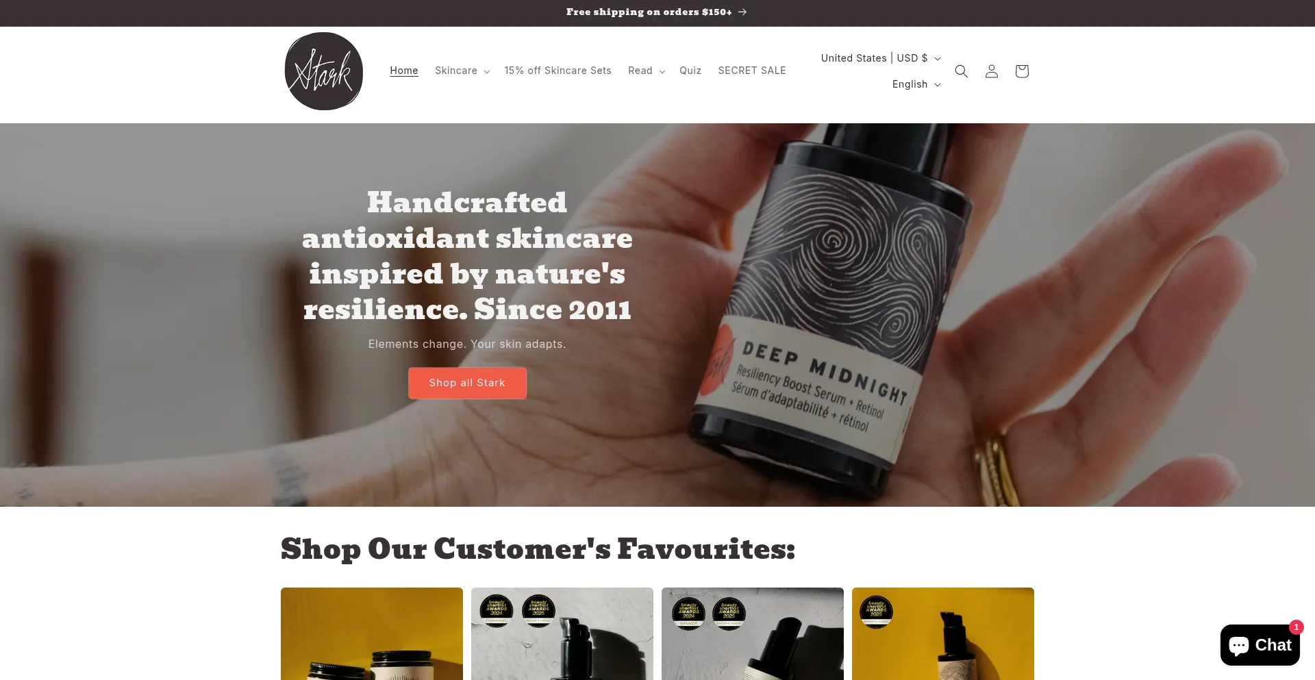 Website screenshot of Starkskincare.com
