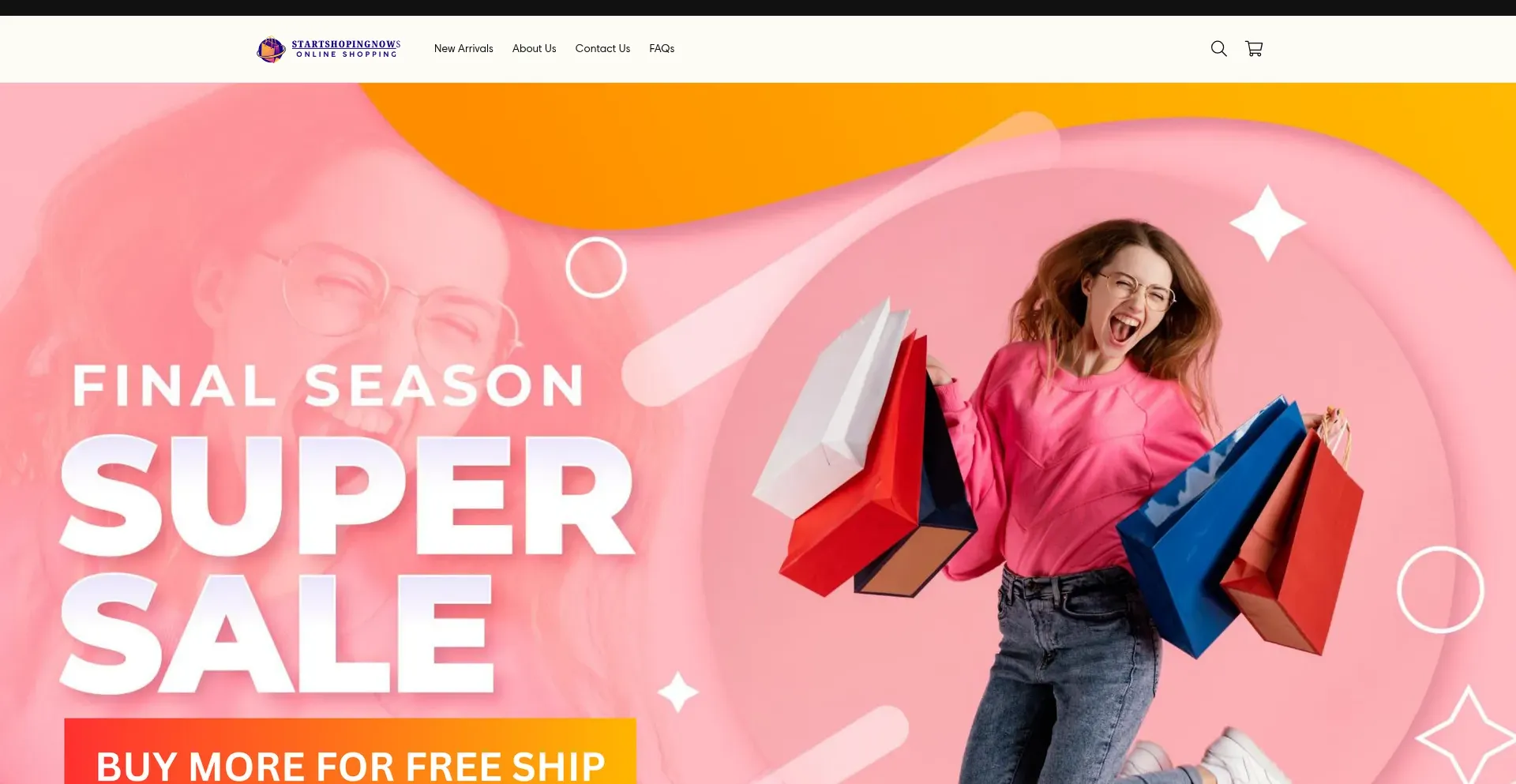 Website screenshot of Startshopingnows.com