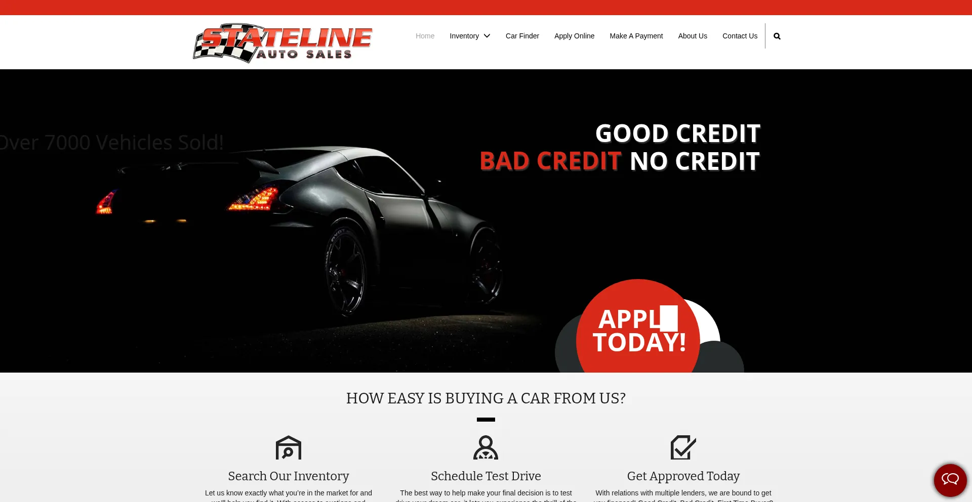 Website screenshot of Statelineautosales.biz