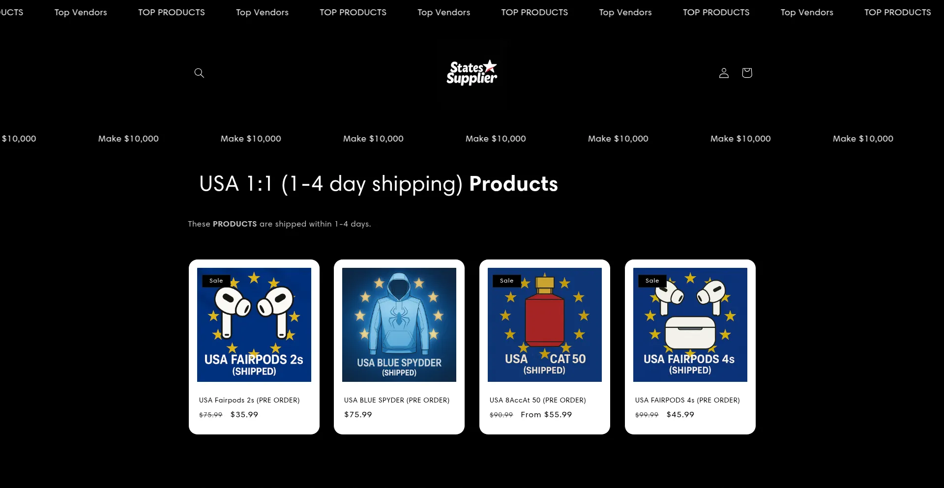 Website screenshot of Statessupplier.com