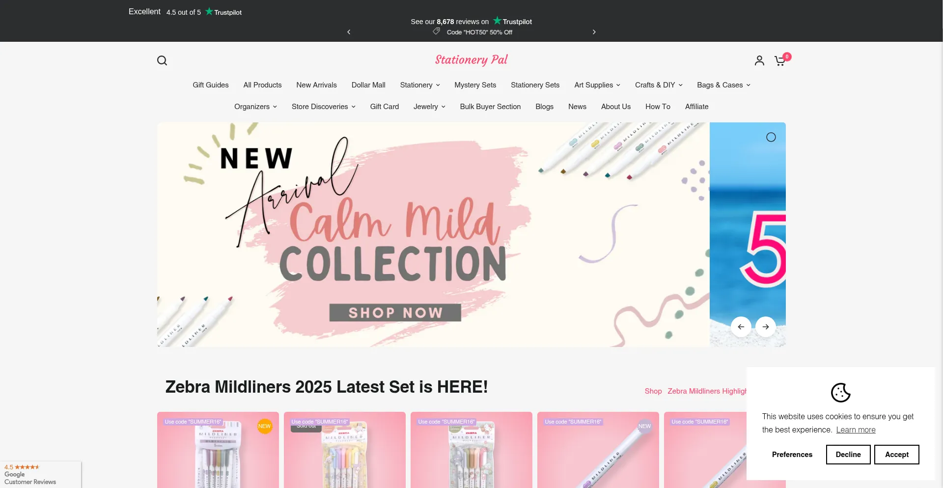 Website screenshot of Stationerypal.com