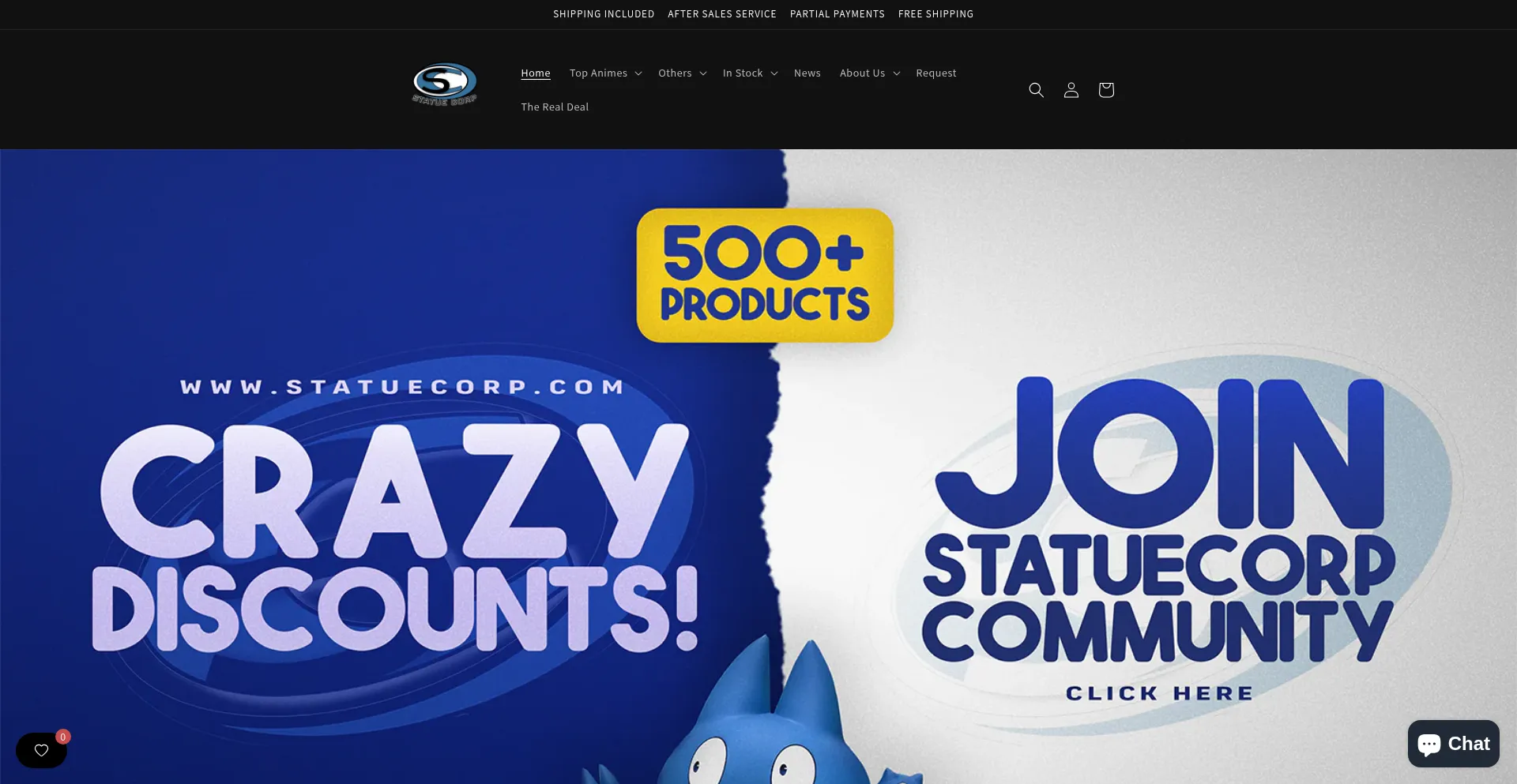 Website screenshot of Statuecorp.com
