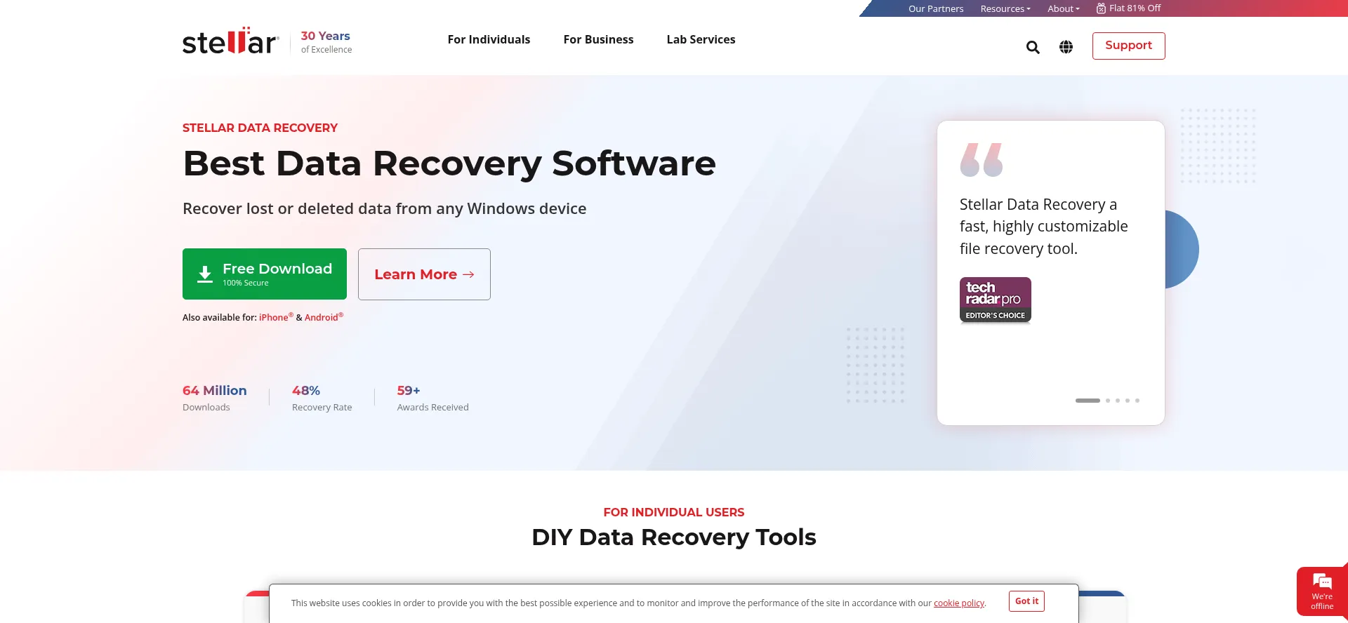 Website screenshot of Stellarinfo.com
