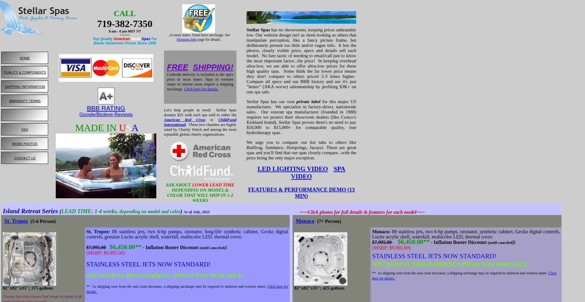 Website screenshot of Stellarspas.com