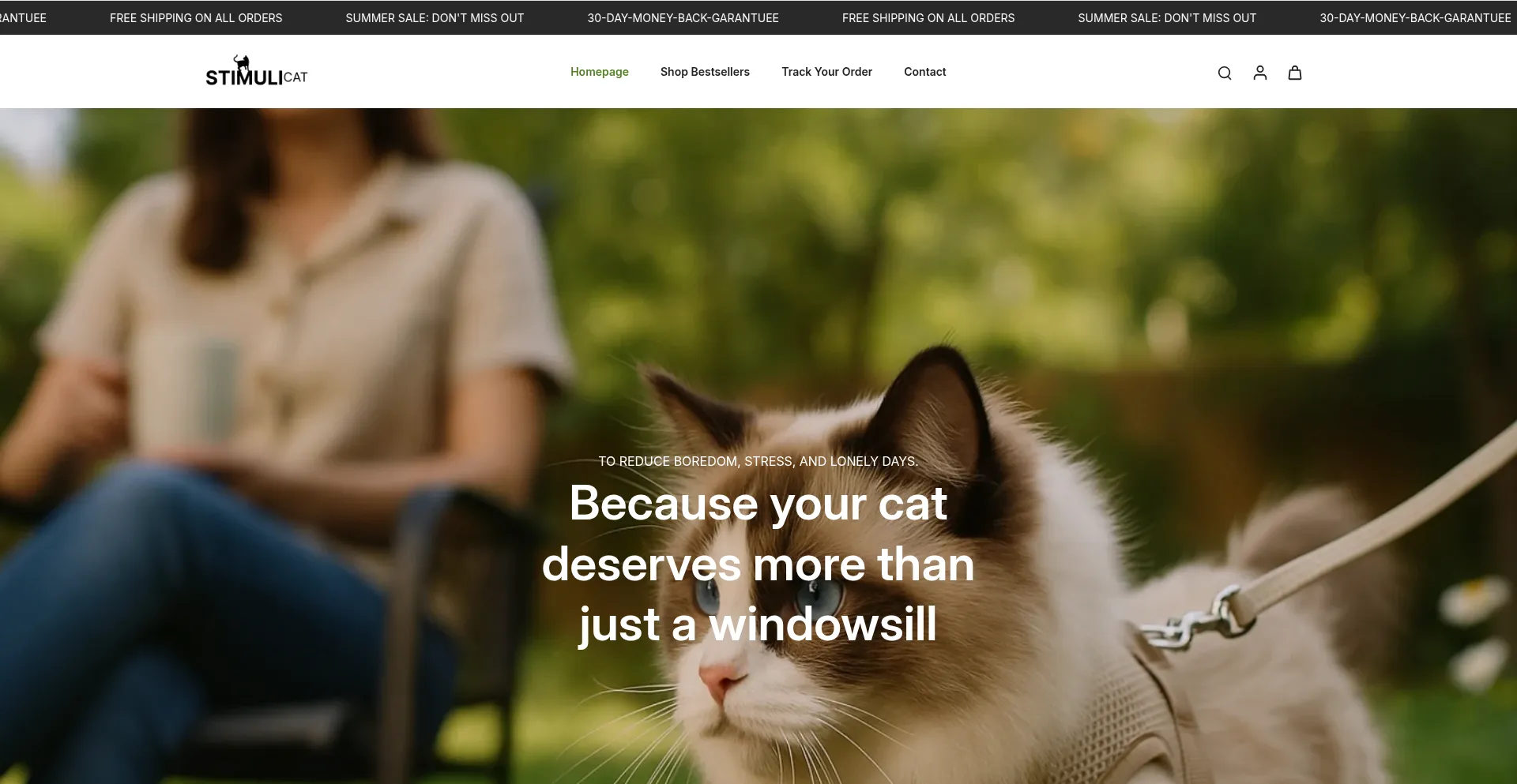 Website screenshot of Stimulicat.com