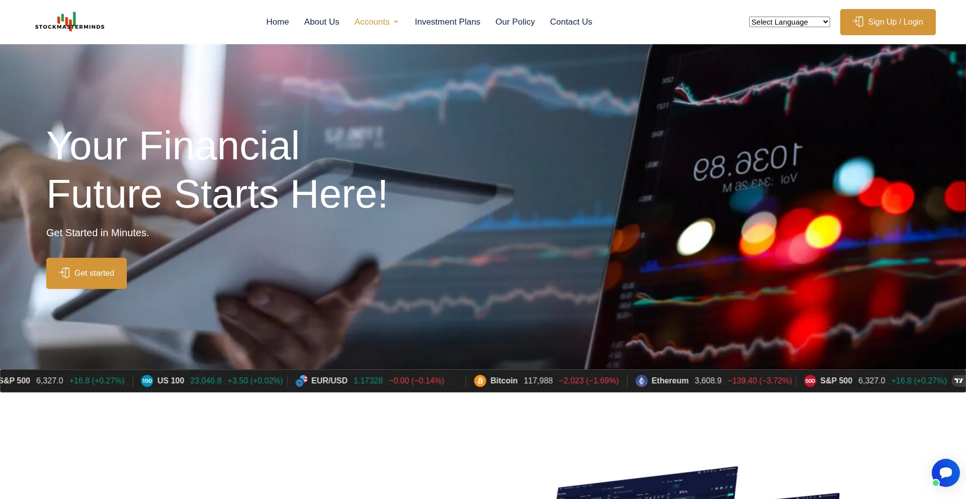 Website screenshot of Stockmasterminds.com