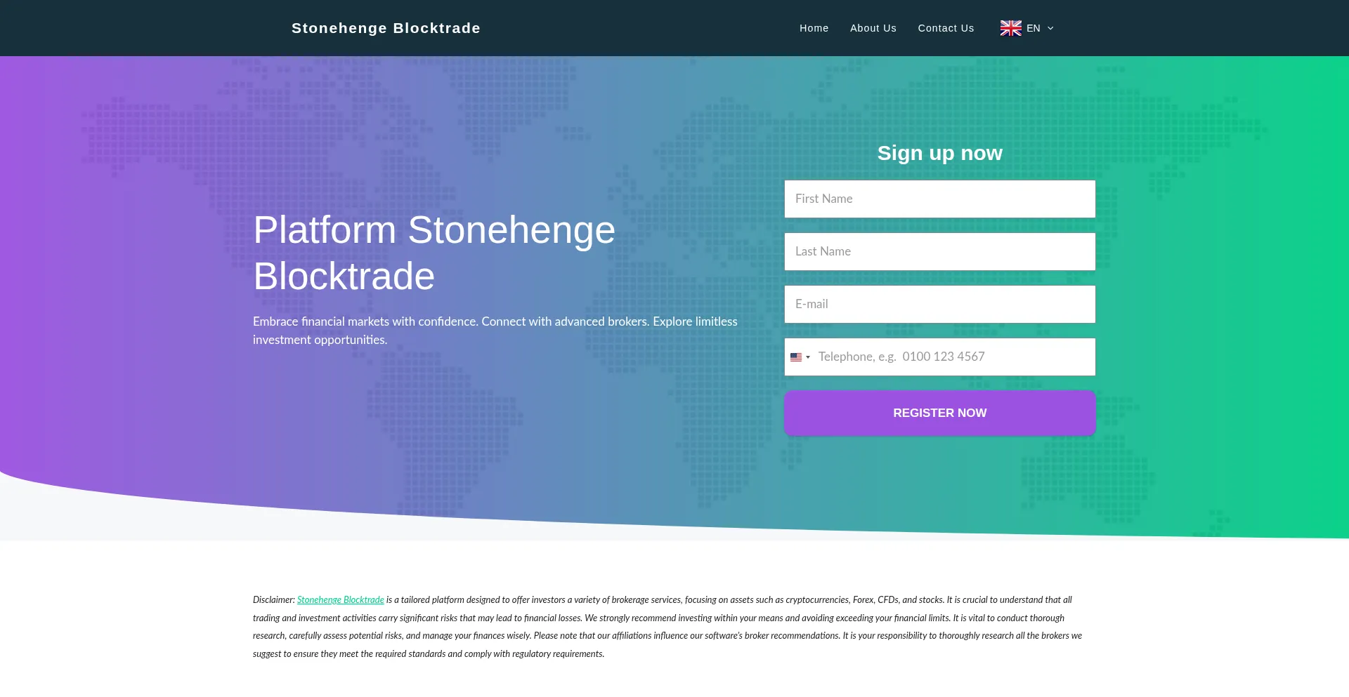 Website screenshot of Stonehengeblocktrade.net