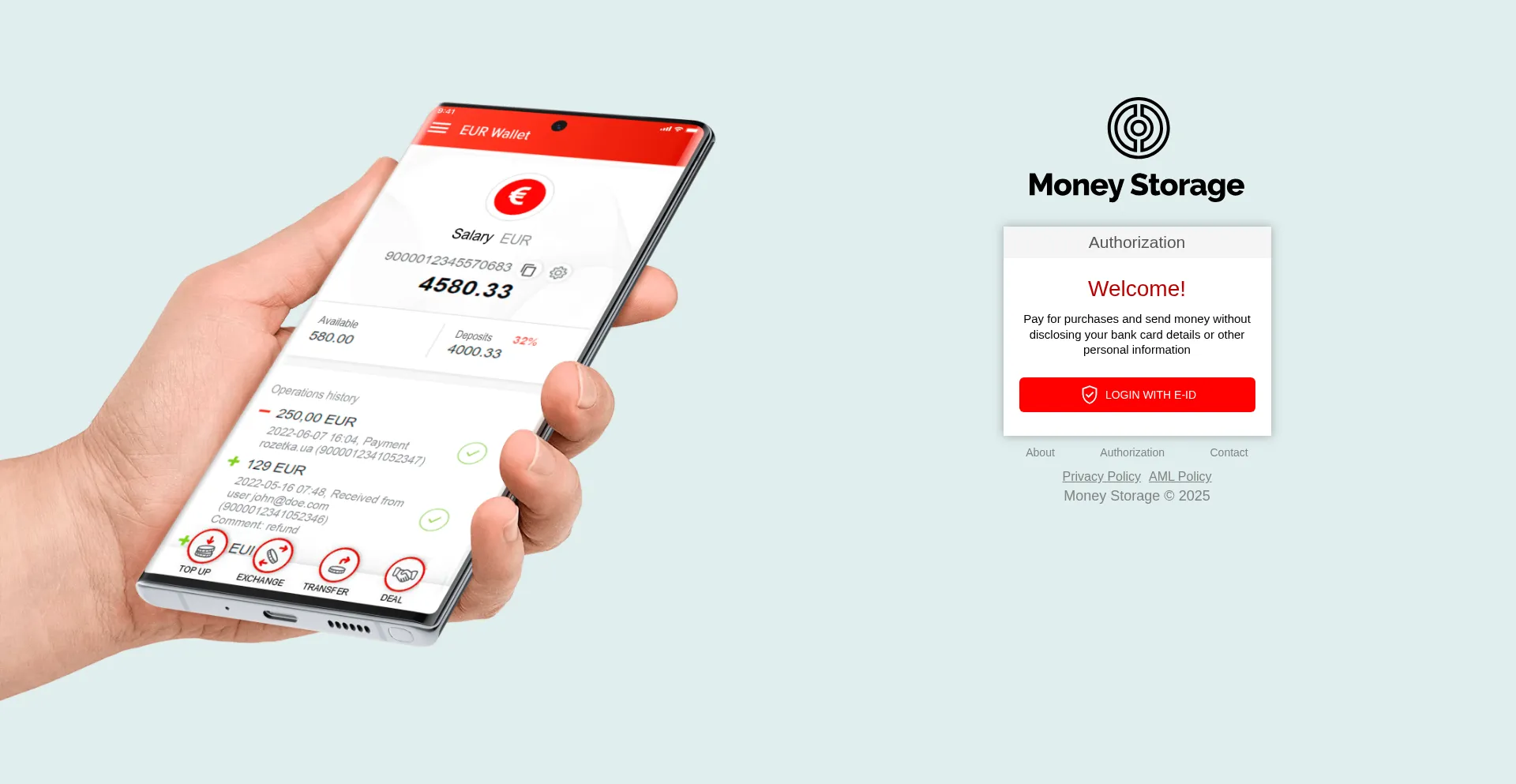 Website screenshot of Storage.money